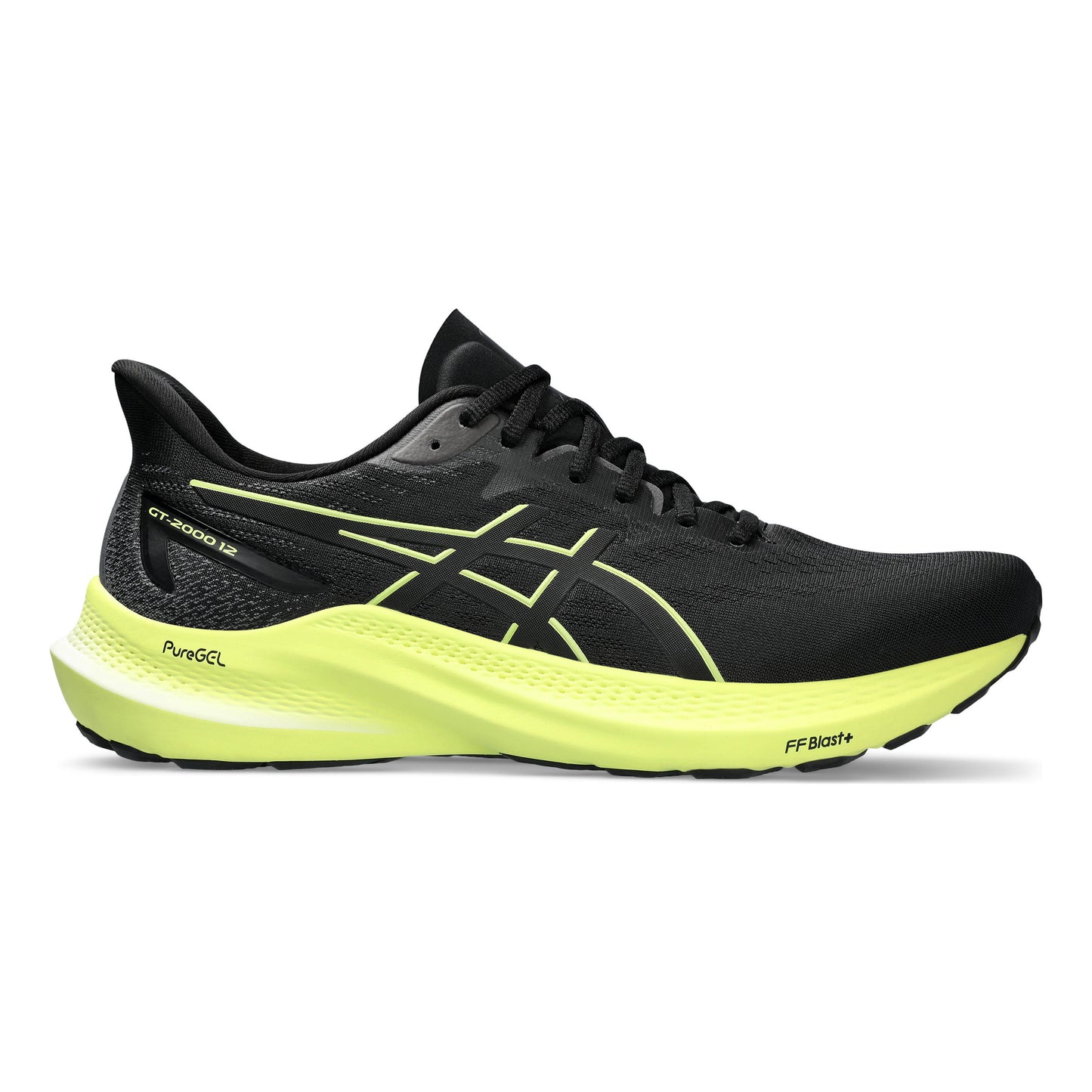 ASICS GT-2000 12 Chaussure de running avec stabilisateurs Hommes - noir, jaunes fluo