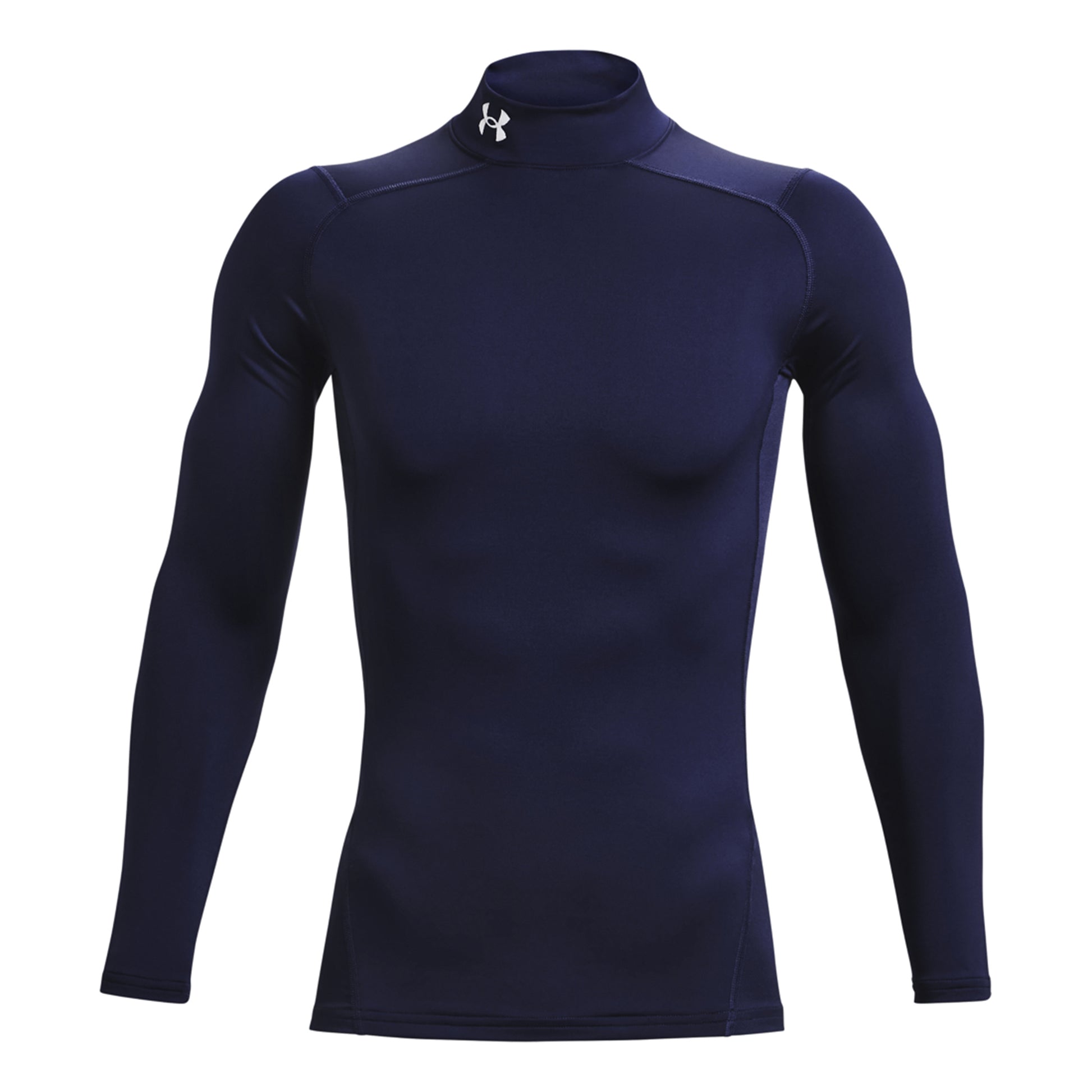 Under Armour Coldgear Comp Mock Haut Manches Longues Hommes-Bleu Foncé