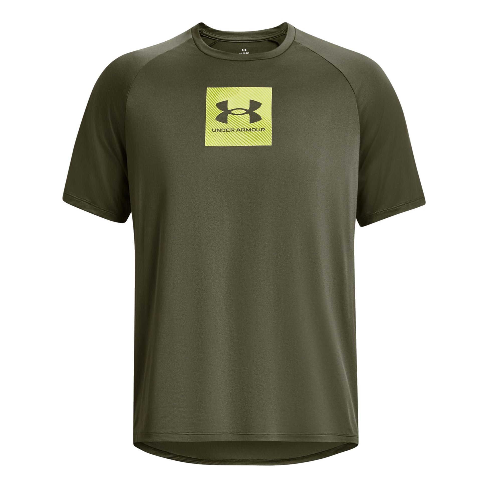 Under Armour Tech printed fill T-shirt Hommes - vert foncé, jaune