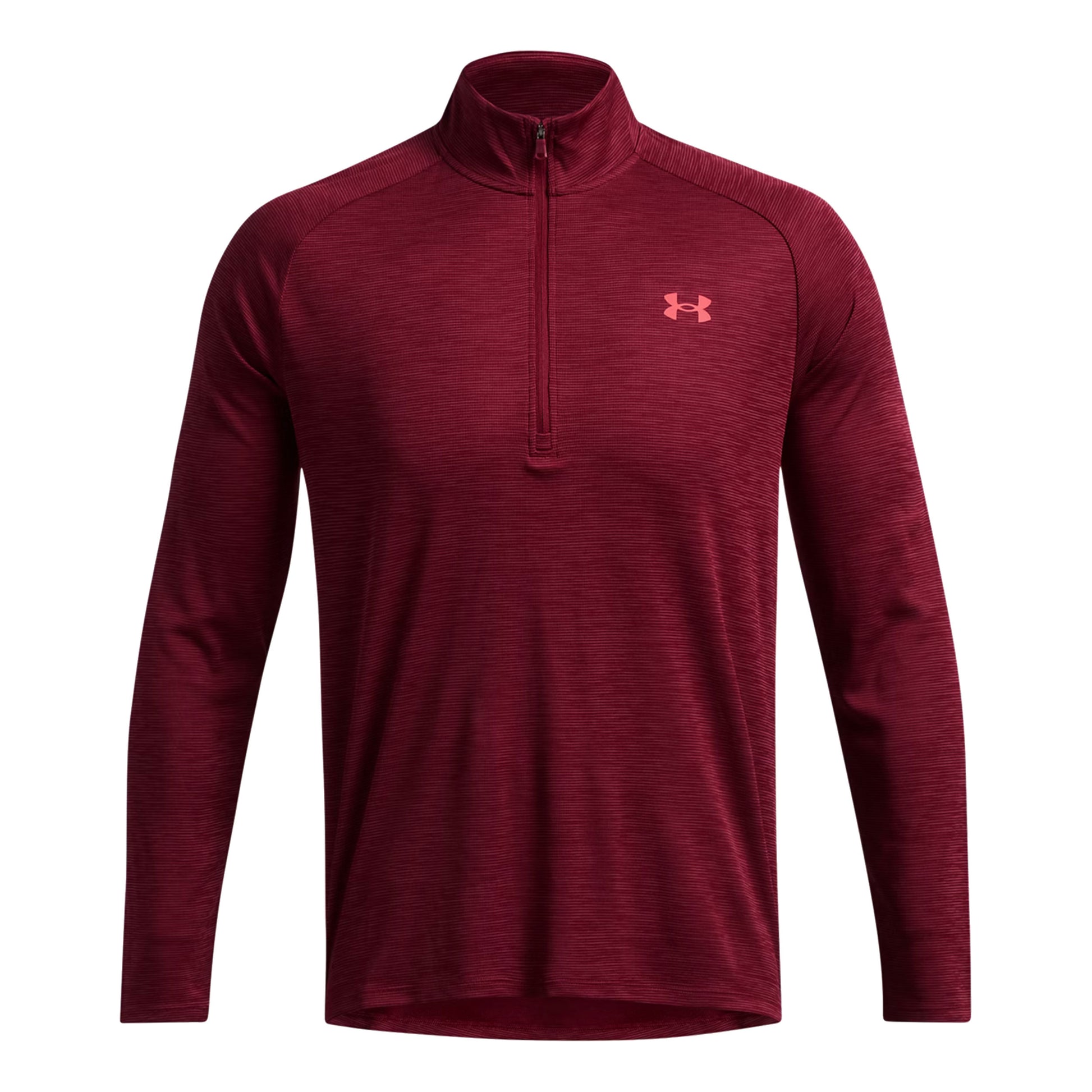 Under Armour Tech Textured Half-Zip Haut manches longues Hommes - rouge vin,