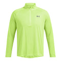 Tech Textured Half-Zip Haut manches longues Hommes - vert fluo,