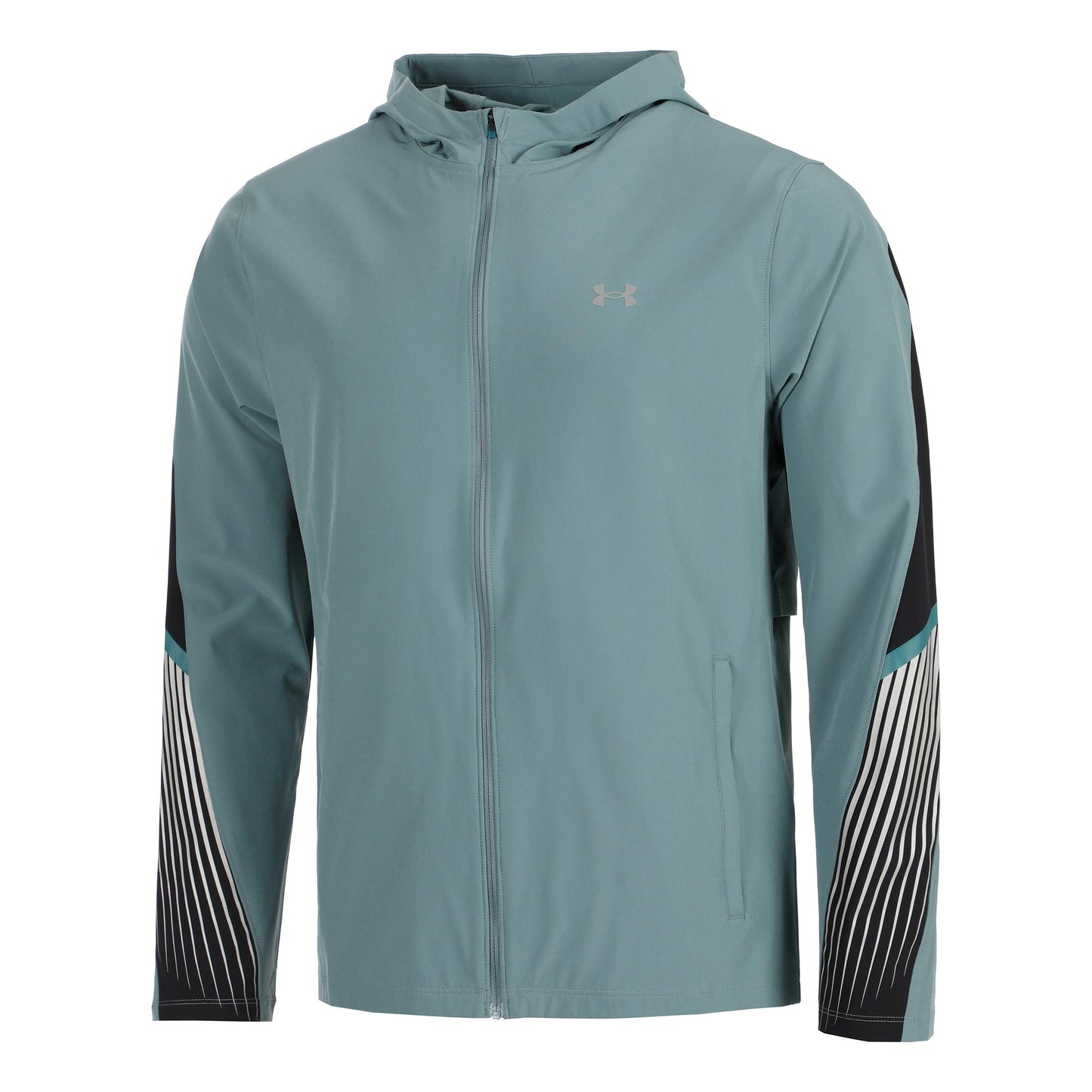 Under Armour Velociti Storm Hooded Veste Running Hommes-Bleu Gris, Noir