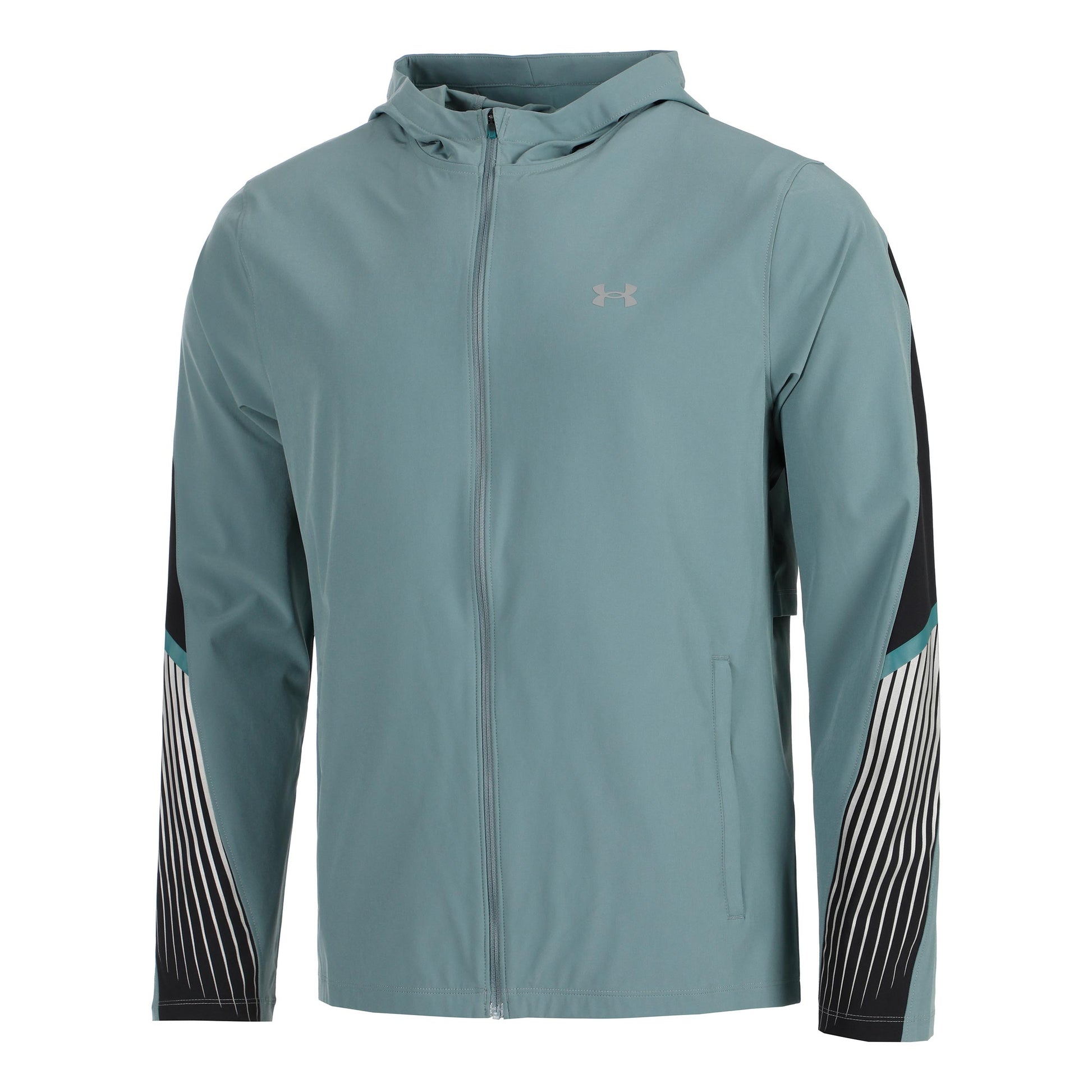 Under Armour Velociti Storm Hooded Veste Running Hommes-Bleu Gris, Noir