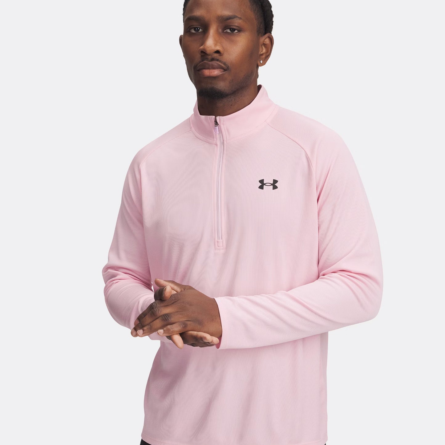 Under Armour Tech Textured Half-Zip Haut Manches Longues Hommes-Pink
