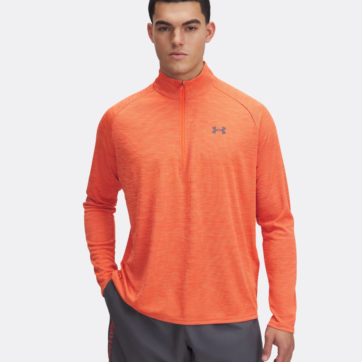 Under Armour Tech Textured Half-Zip Haut Manches Longues Hommes-Orange