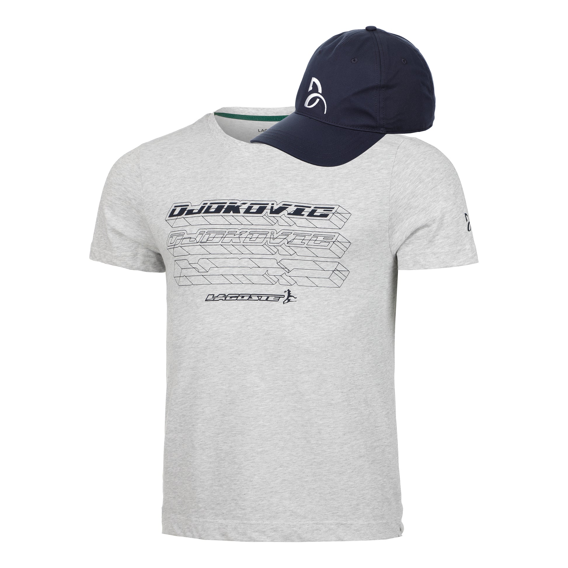 Lacoste Djokovic Cap + T-shirt Hommes - gris,