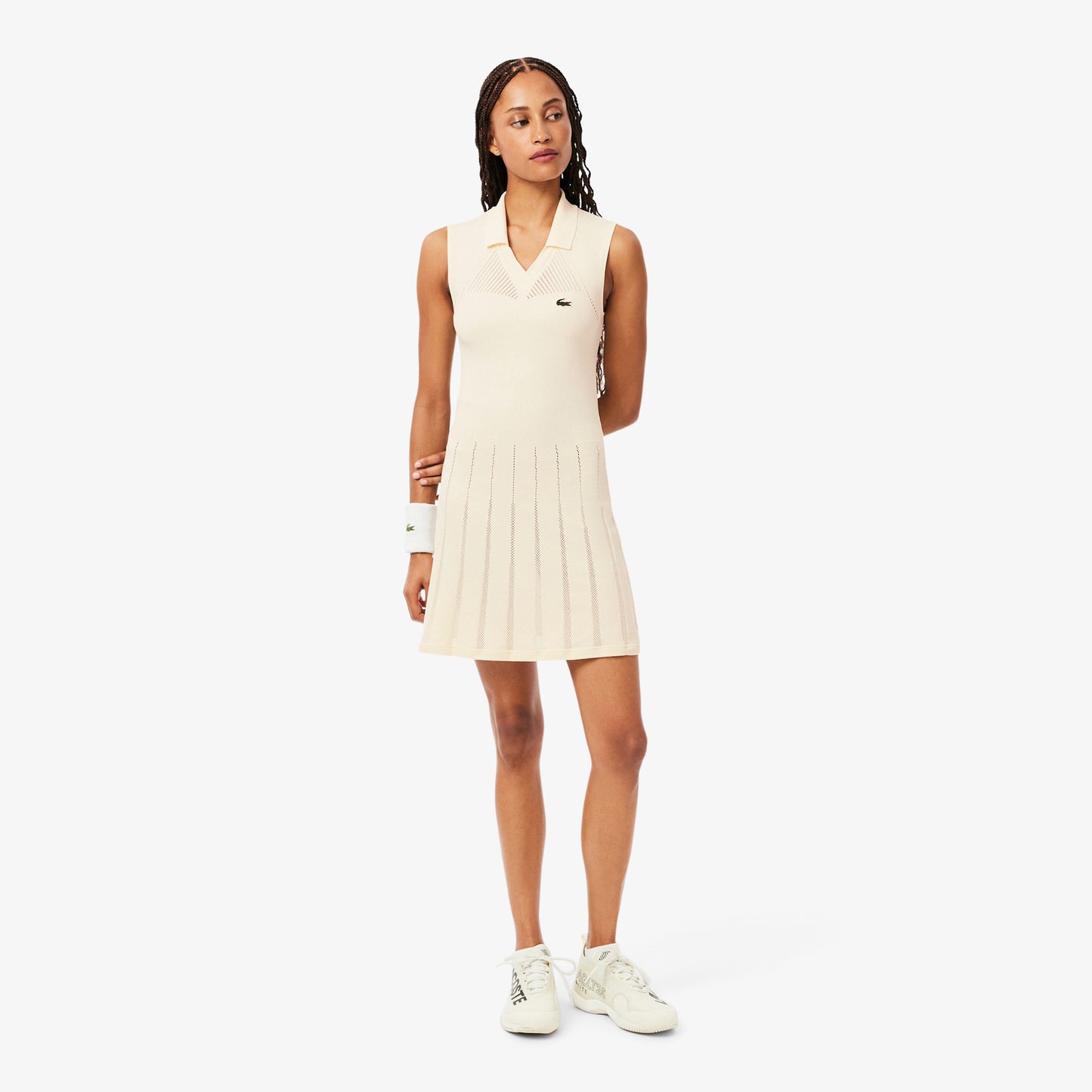 Lacoste Robe Femmes - crème, vert olive