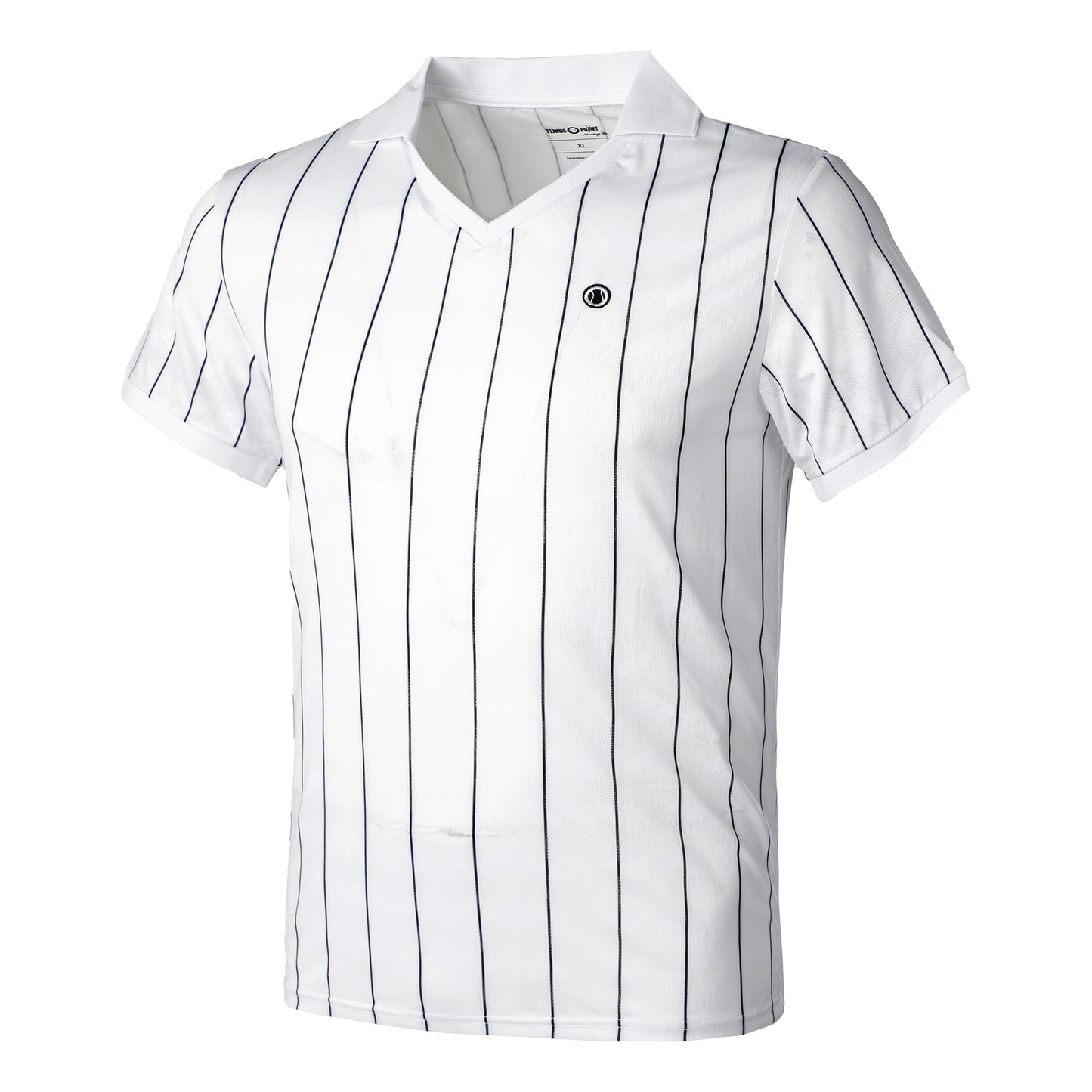 Tennis-Point Stripes Polo Hommes - blanc, noir