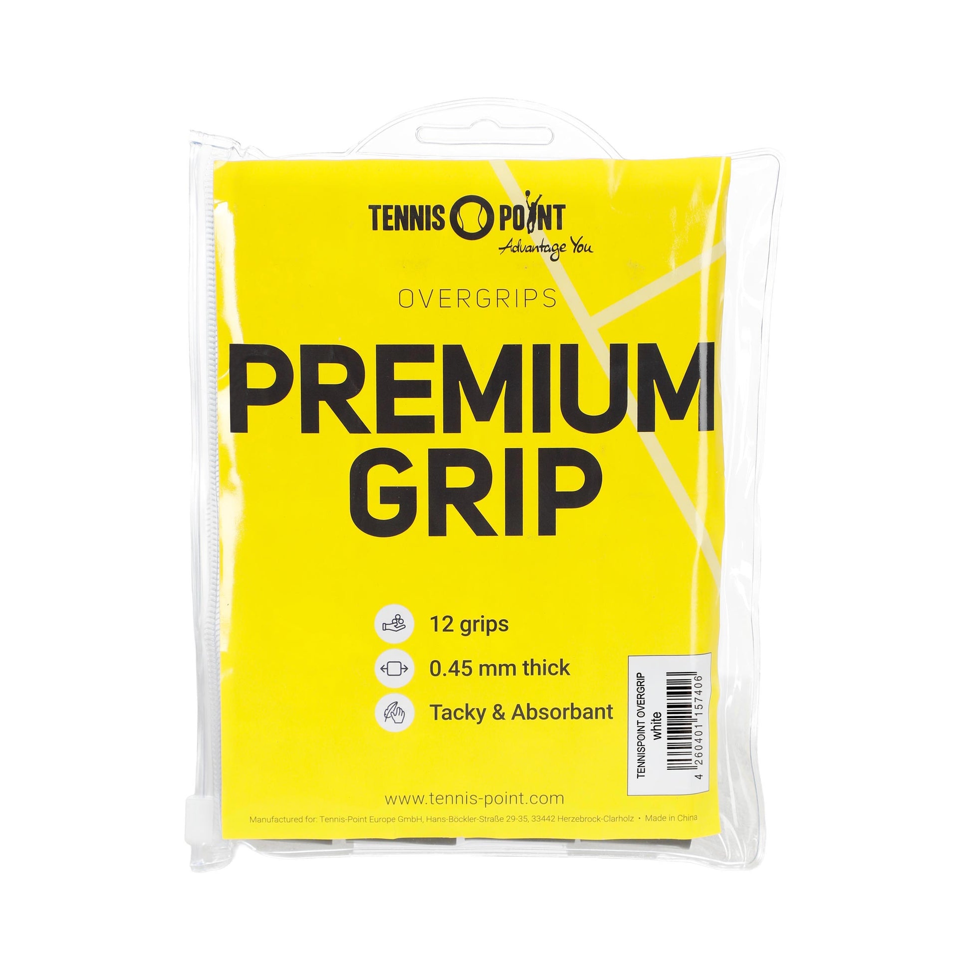 Tennis-Point Premium Grip Pack De 12-Blanc