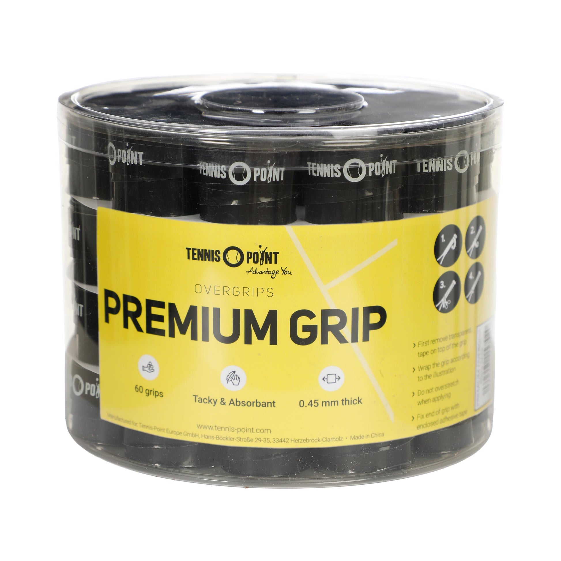 Tennis-Point Premium Grip Pack De 60-Noir