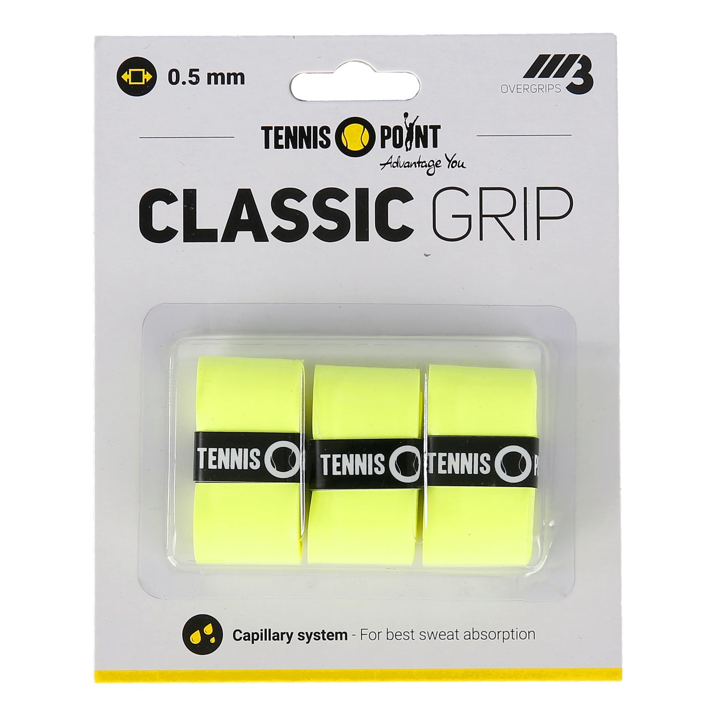 Tennis-Point Classic Grip Pack de 3 - jaune