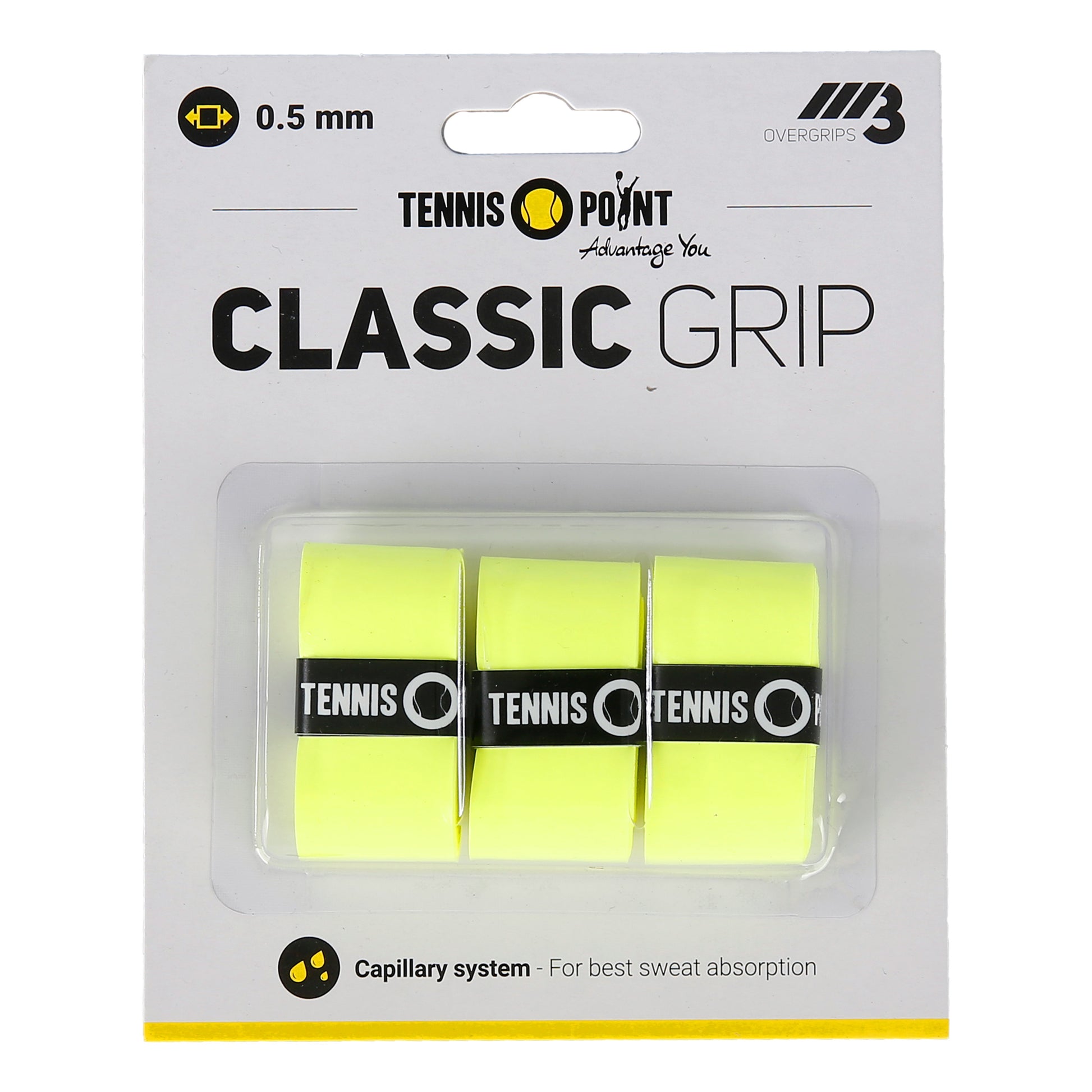 Tennis-Point Classic Grip Pack de 3 - jaune