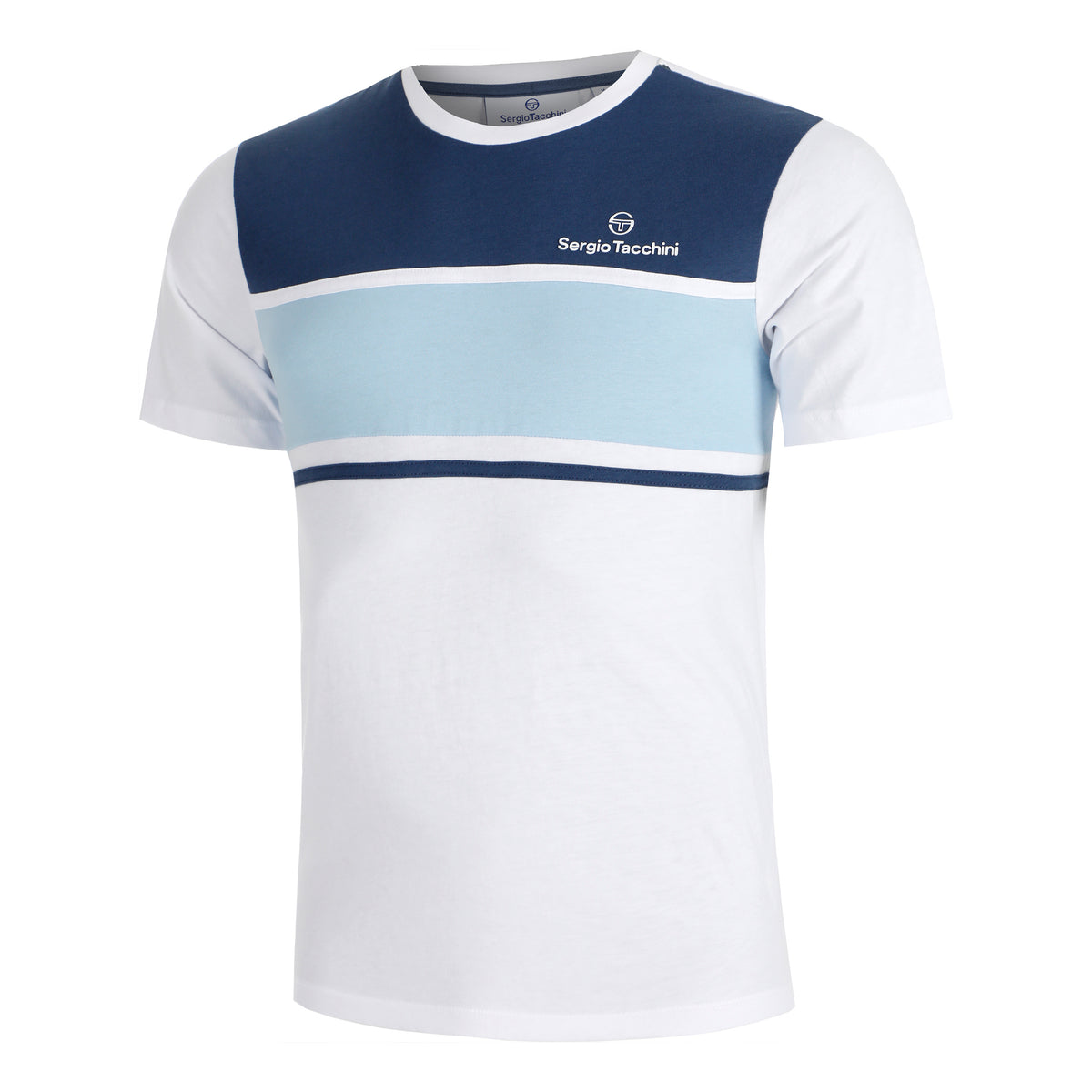 Sergio Tacchini Arpa T-shirt Hommes-Blanc,Bleu Clair