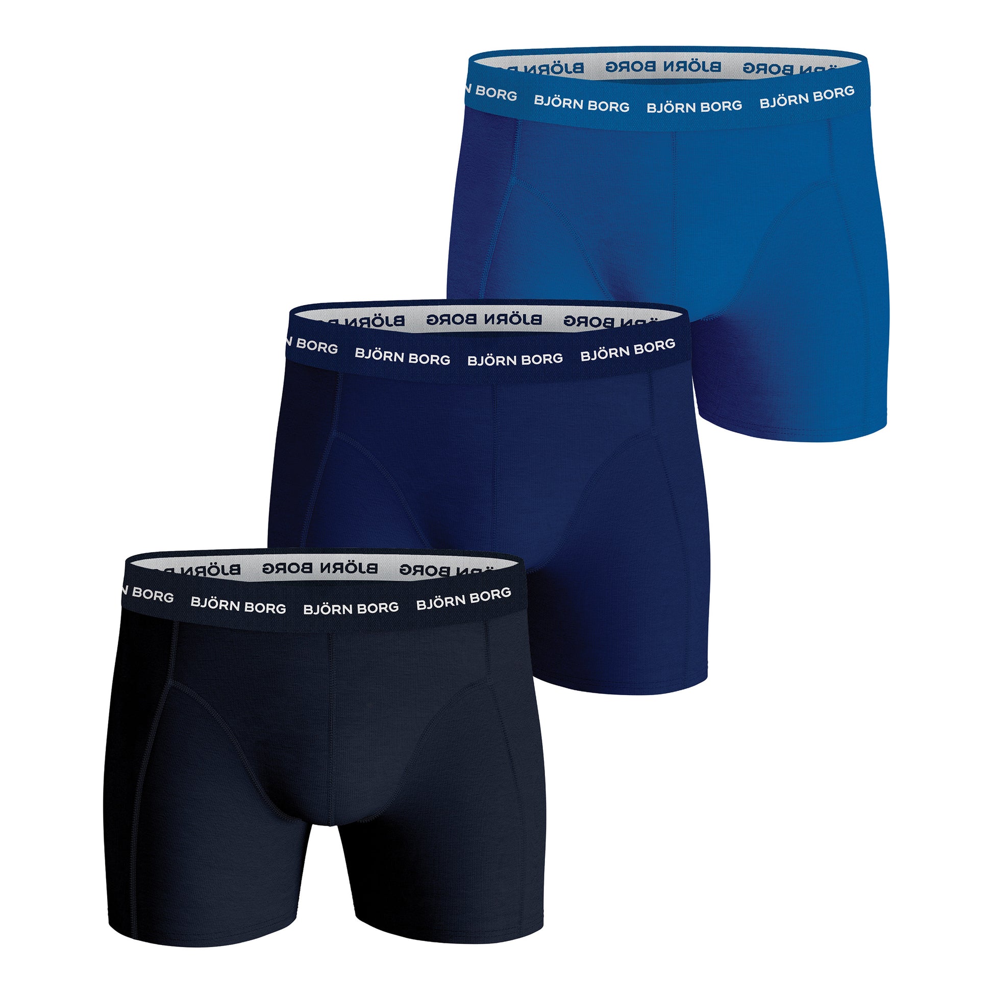 Björn Borg Cotton Stretch Caleçon Pack de 3 Hommes - bleu foncé