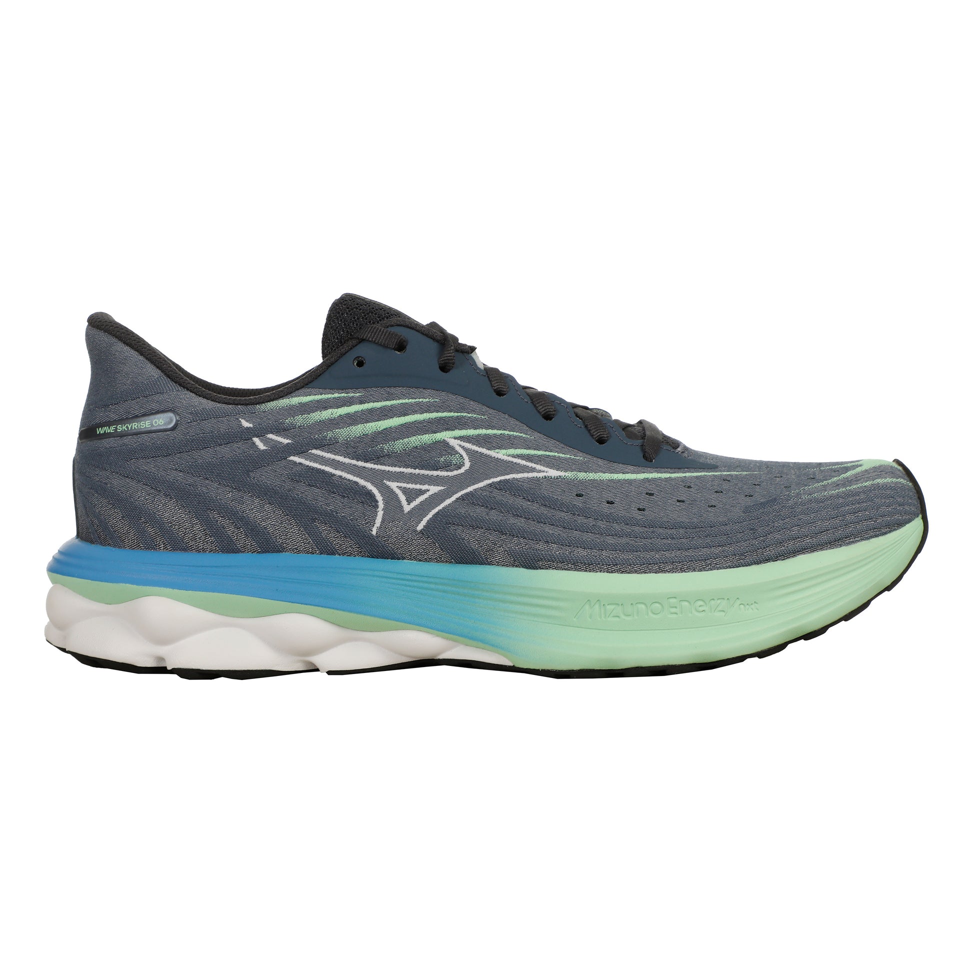 Mizuno Wave Skyrise 6 Chaussure de running sans stabilisateurs Hommes - bleu gris, blanc