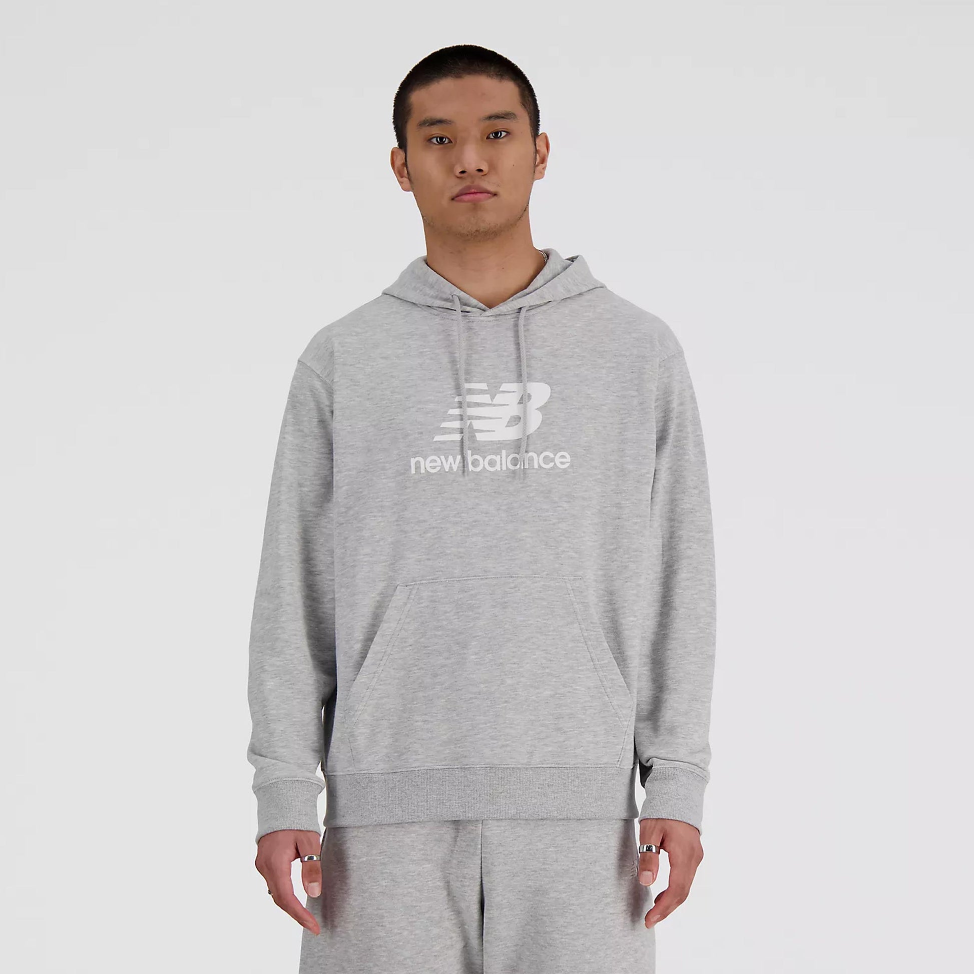 New Balance French Terry Logo Hoodie Sweat À Capuche Hommes-Gris