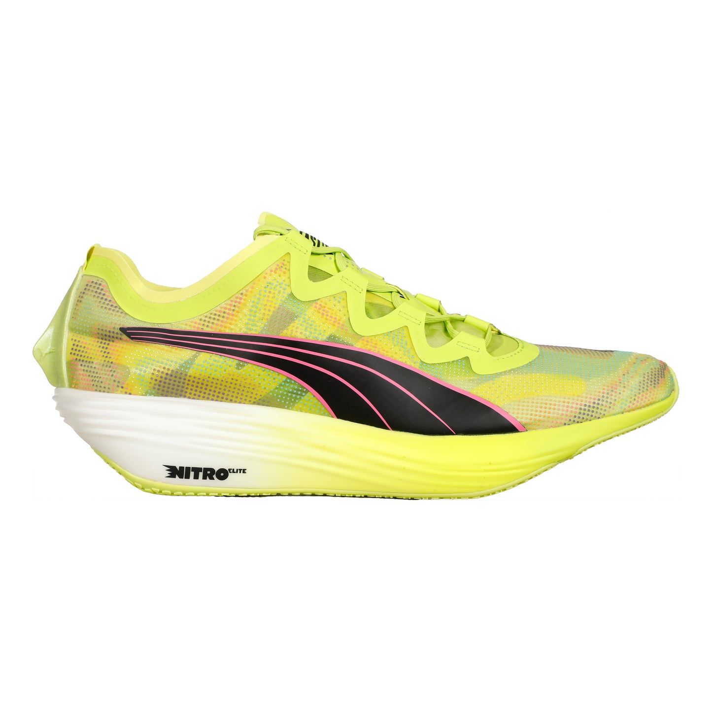 Puma FAST-FWD Nitro Elite Psychedelic Rush Chaussure De Compétition Femmes-Jaune Lemon, Noir