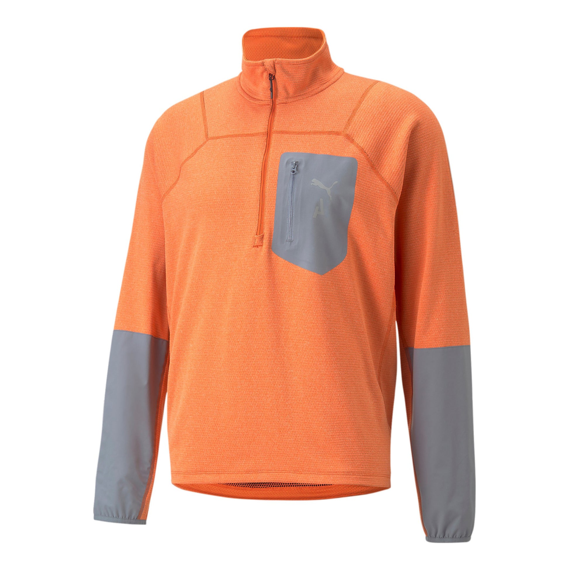 Puma Seasons Raincell Half-Zip Top de course Hommes - orange, gris