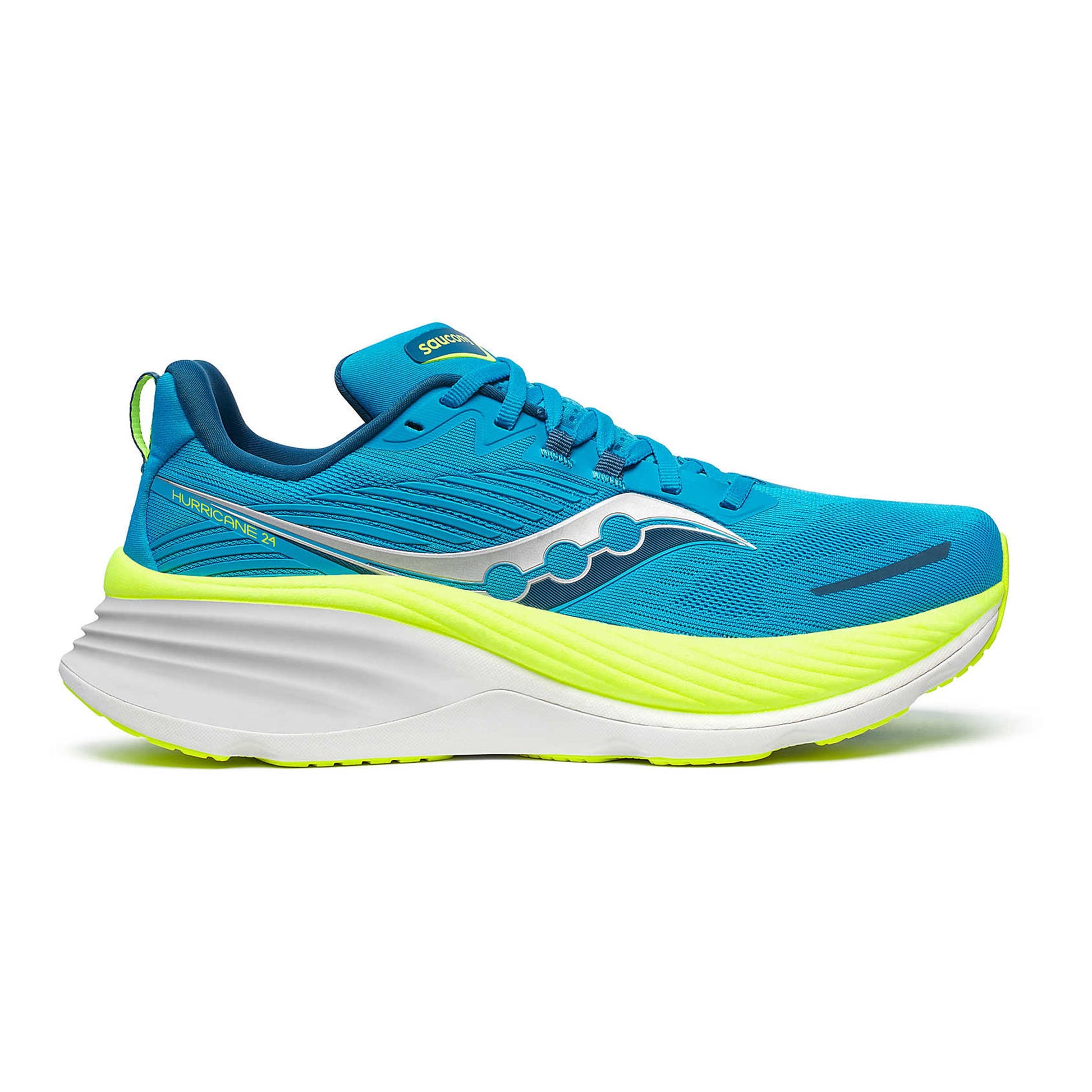 Saucony Hurricane 24 Chaussure de running avec stabilisateurs Hommes - bleu, jaune lemon