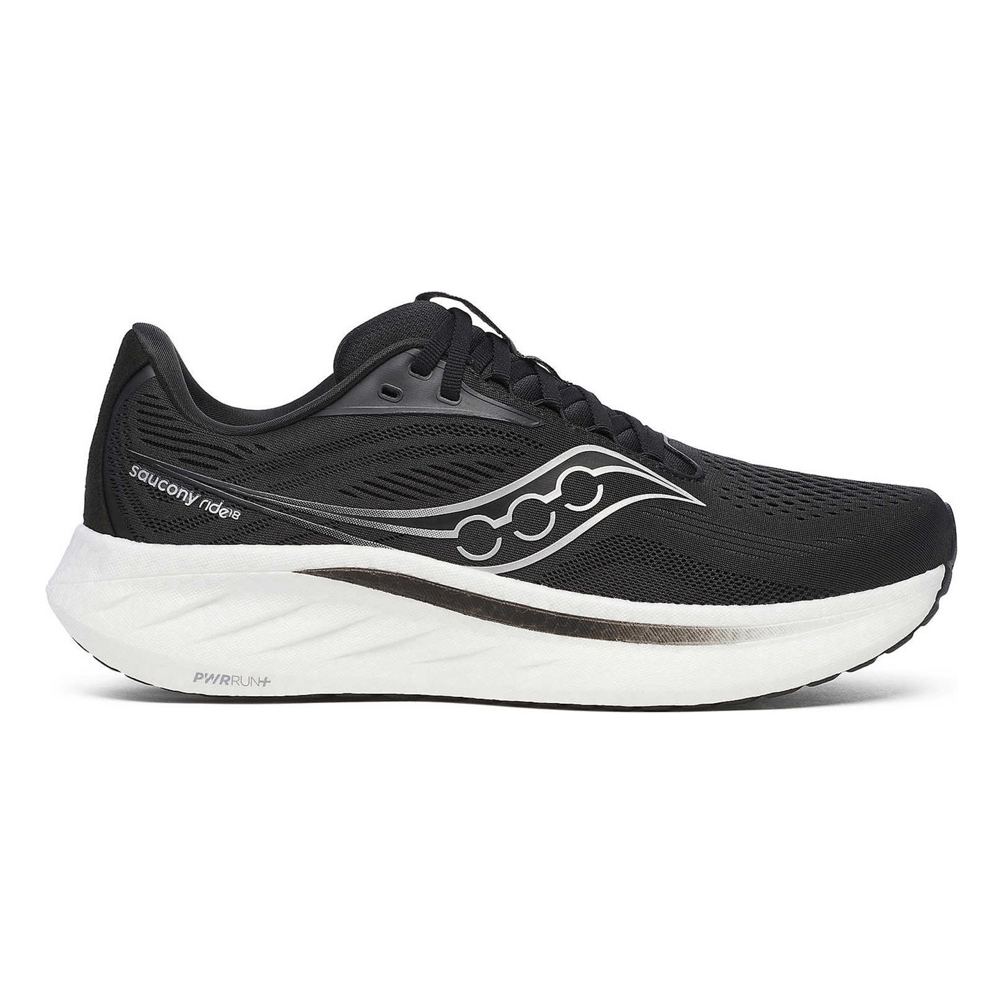 Saucony Ride 18 Wide Chaussure De Running Sans Stabilisateurs Hommes-Noir,Blanc