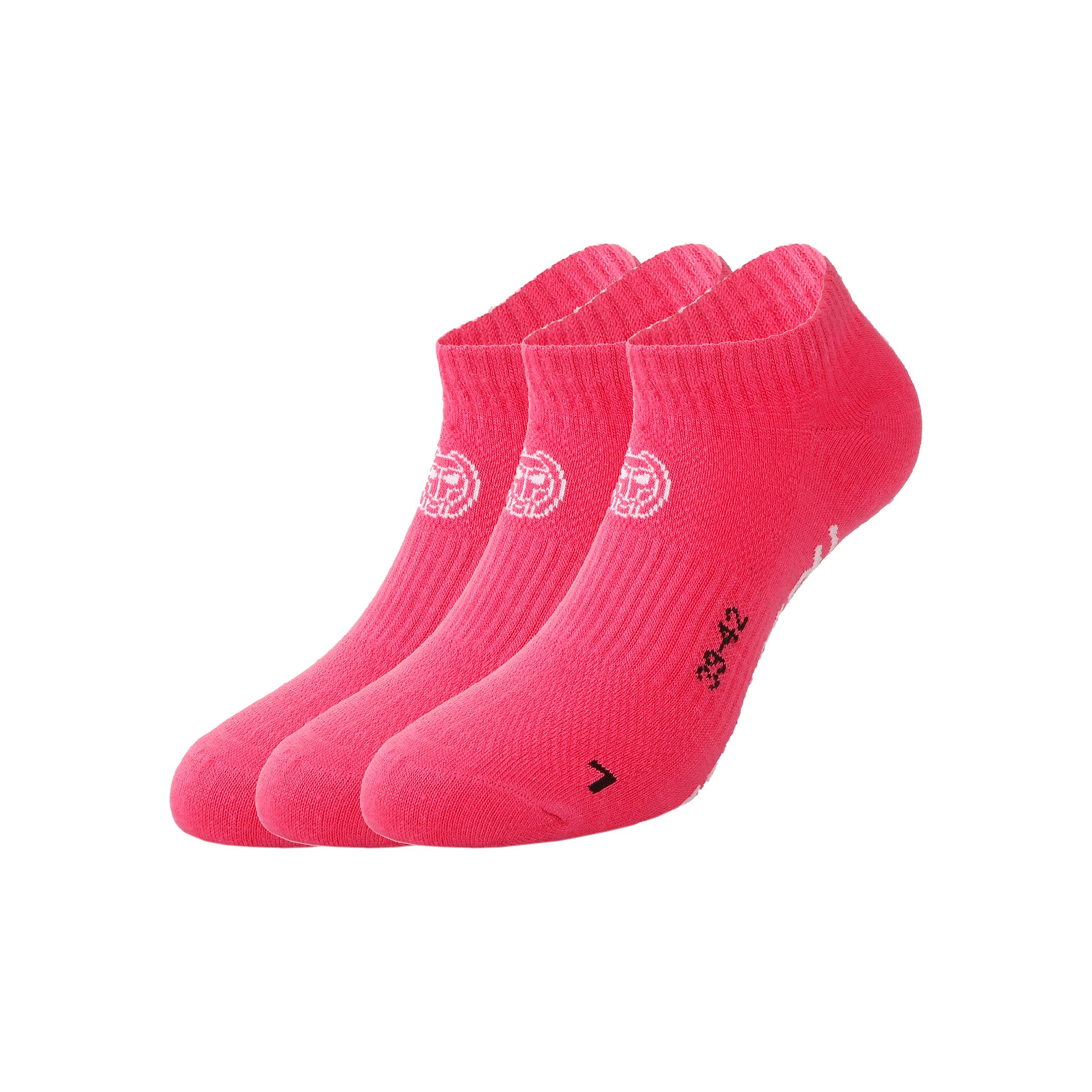 BIDI BADU Karli Tech No-Show Chaussettes De Sport Pack De 3-Pink,Blanc