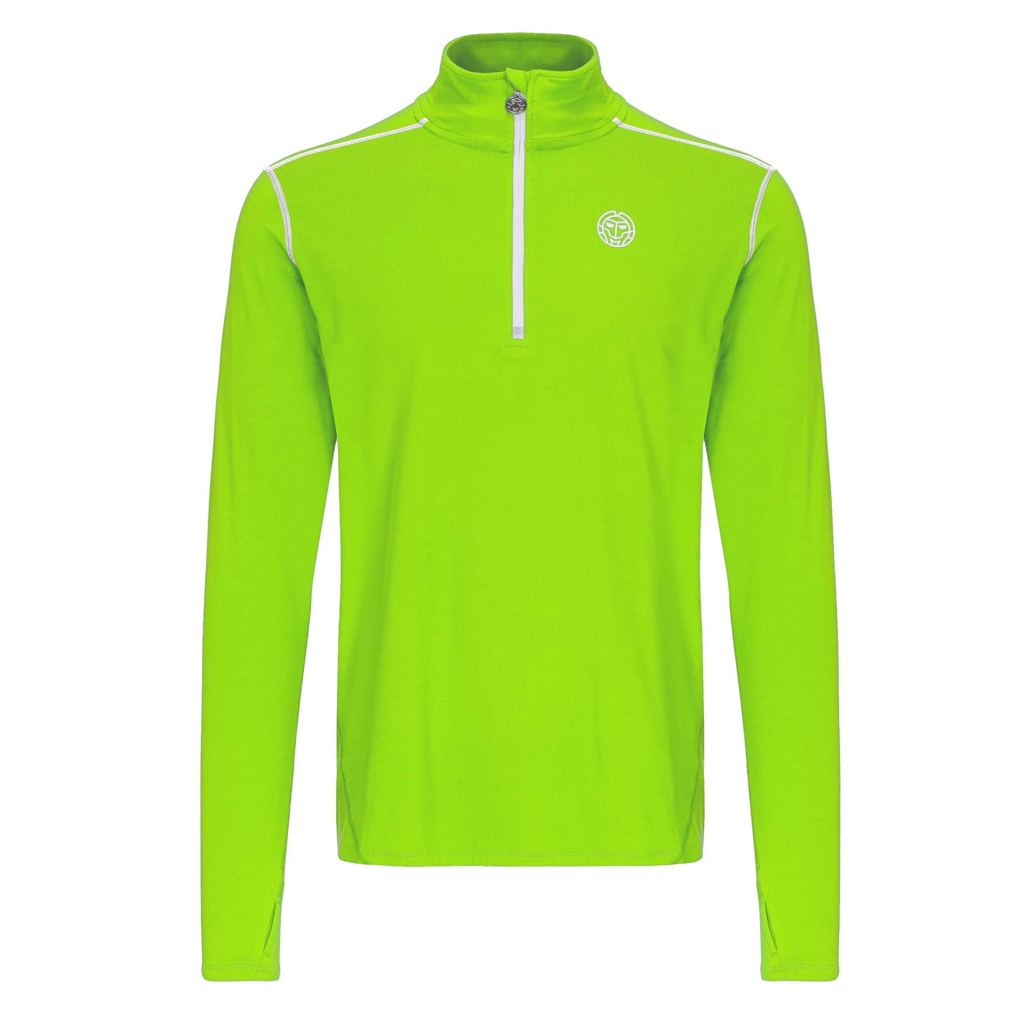 BIDI BADU Zac Tech Half Zip Haut Manches Longues Hommes-Vert Fluo,Blanc