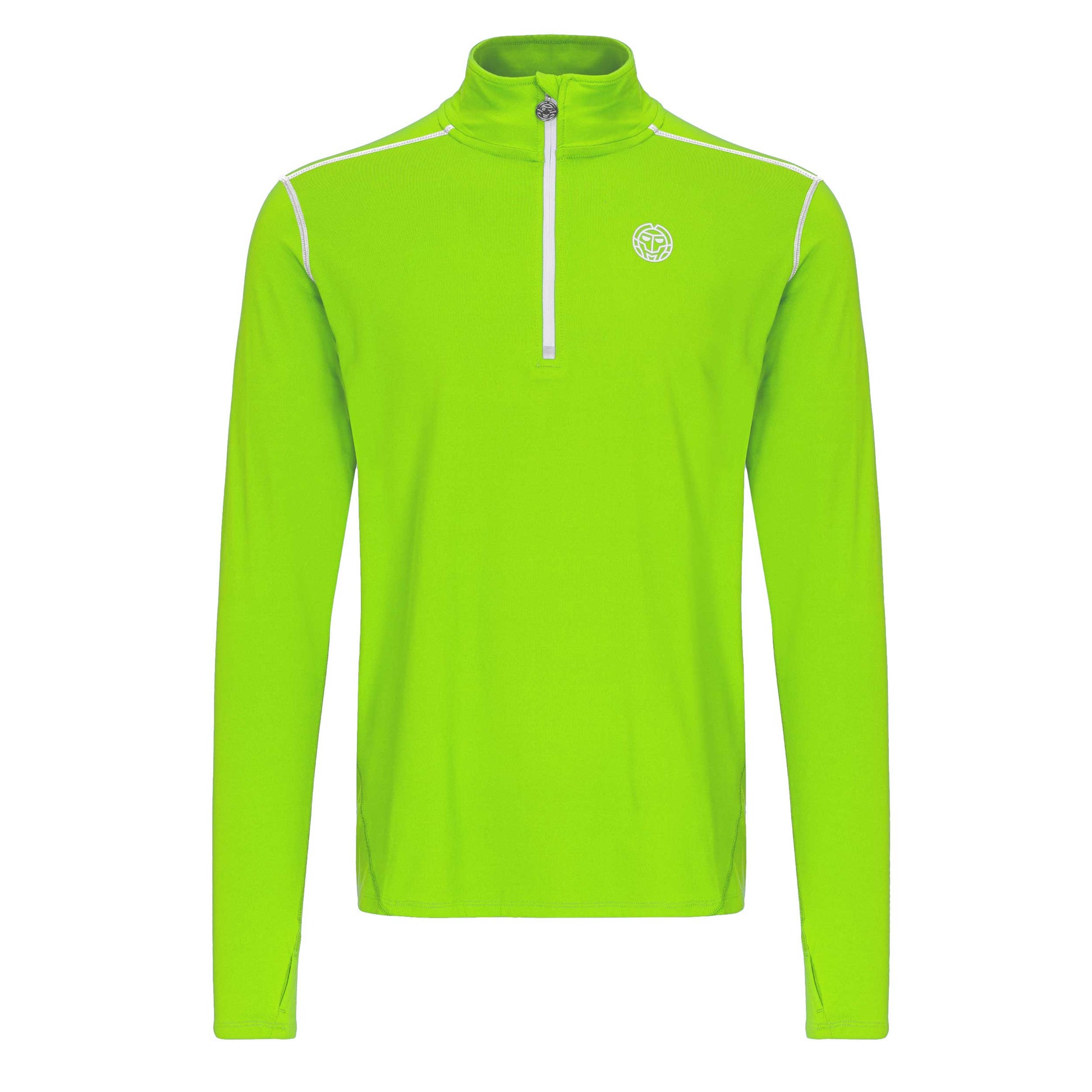 BIDI BADU Zac Tech Half Zip Haut Manches Longues Hommes-Vert Fluo,Blanc