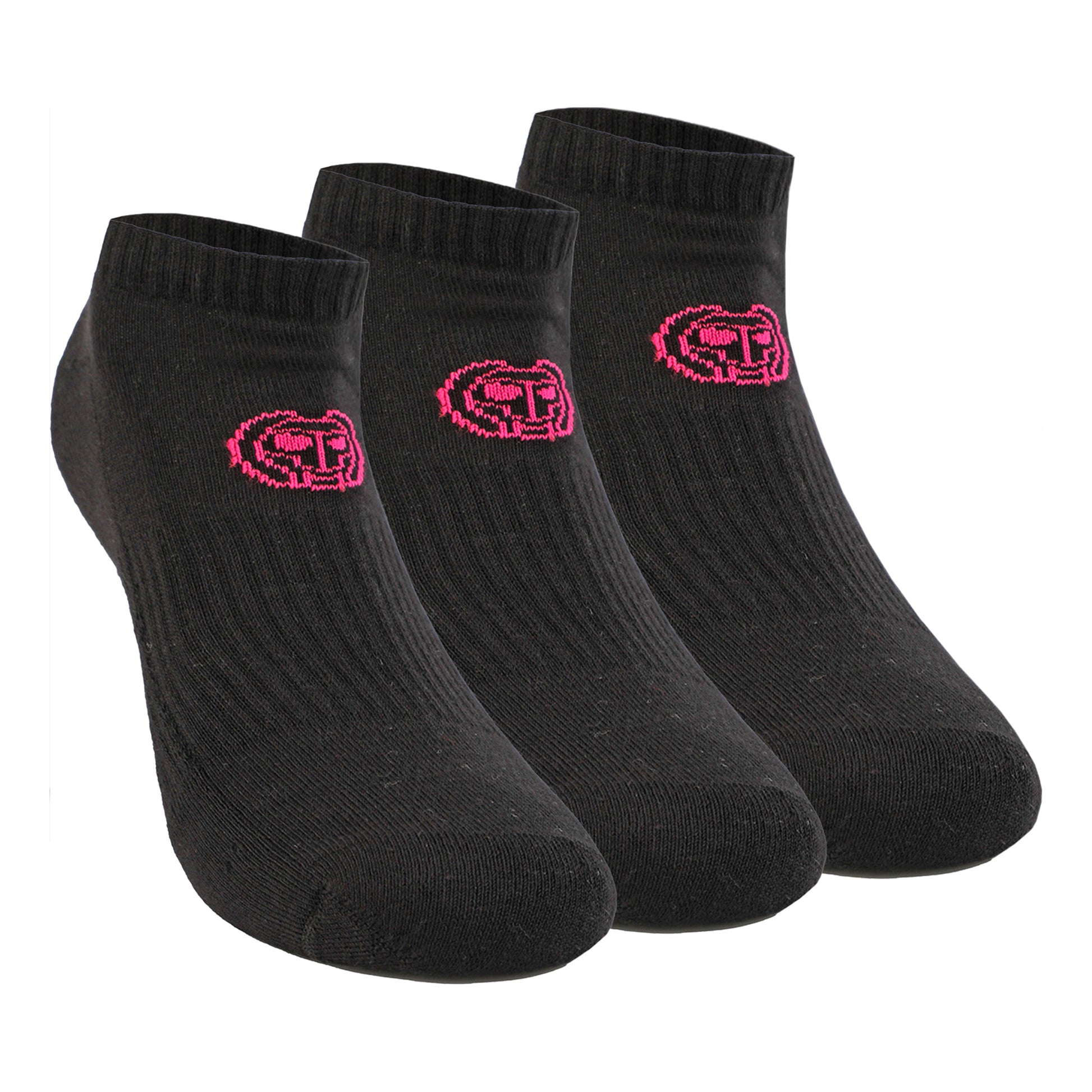BIDI BADU Leana No Show Tech Chaussettes De Sport Pack De 3 Femmes-Noir,Pink