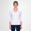 Crew V-Neck Haut Manches Longues Femmes-Blanc