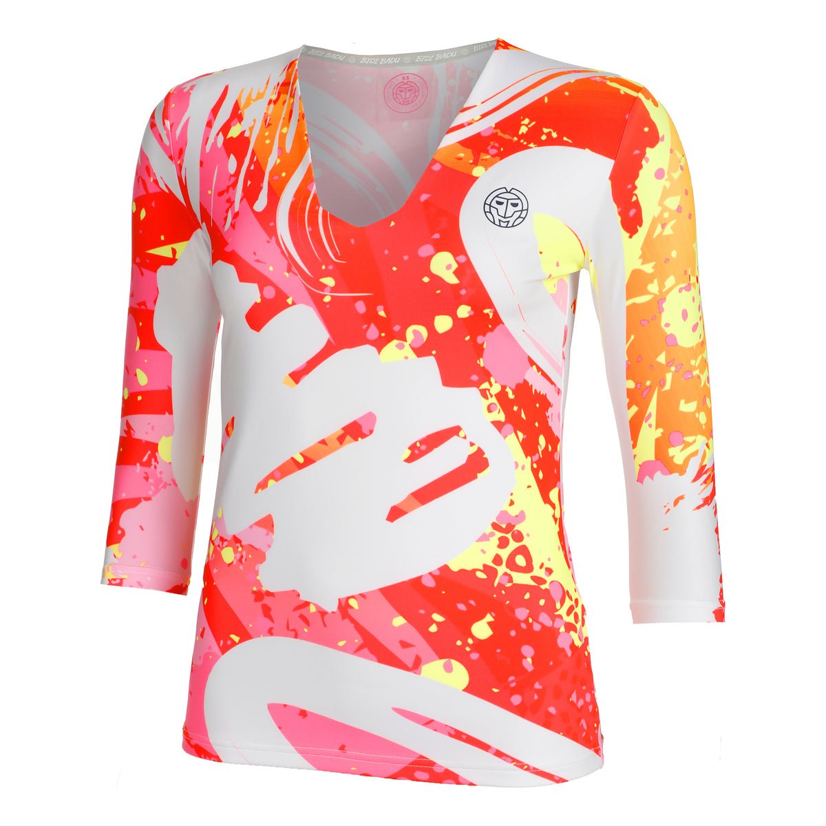 BIDI BADU Wild Arts V-Neck Haut manches longues Femmes - blanc, multicouleur