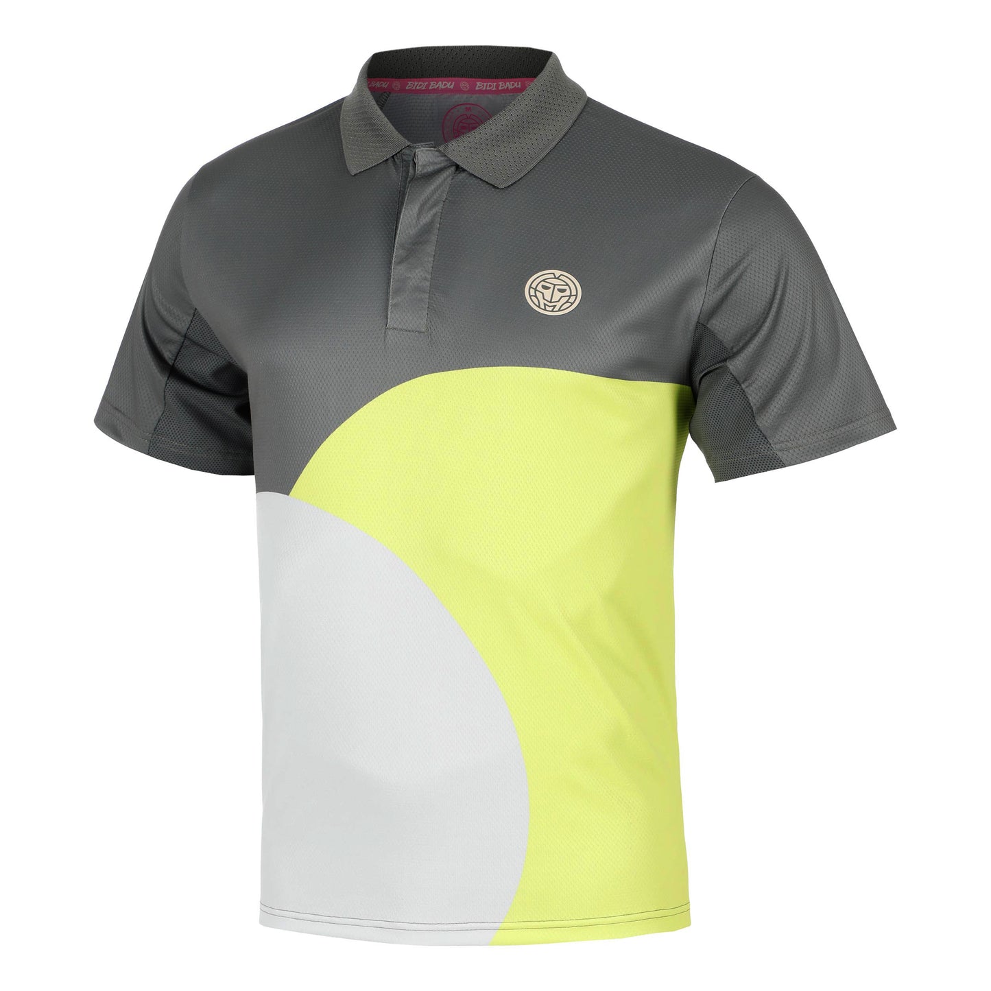 BIDI BADU Bubble Polo Hommes-Gris,Jaune Citron