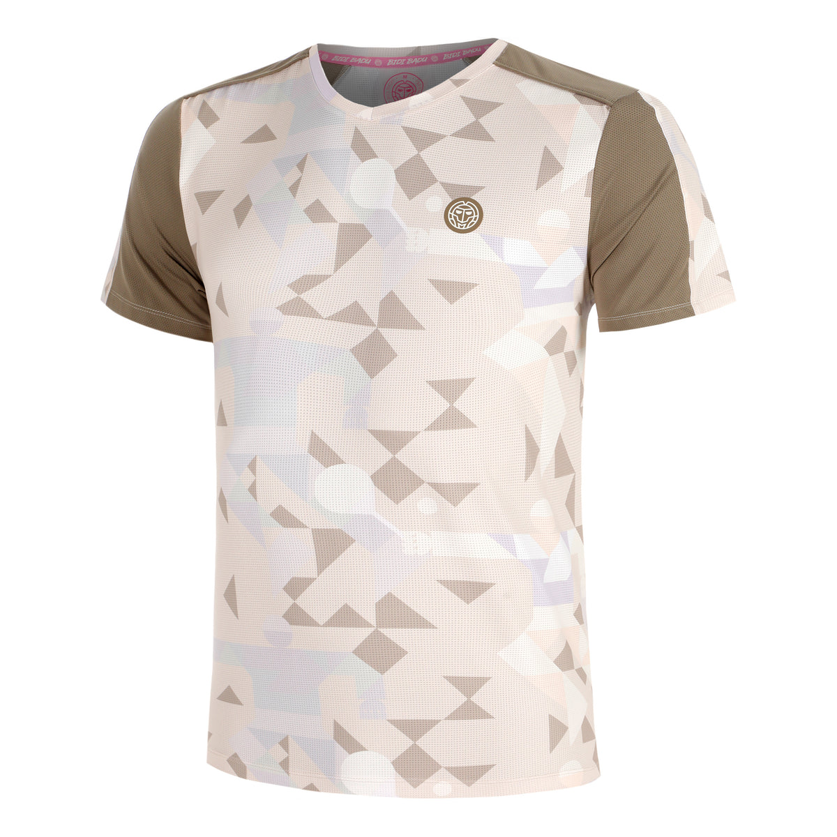 BIDI BADU Paris 2025 V-Neck T-shirt Hommes-Beige,Marron