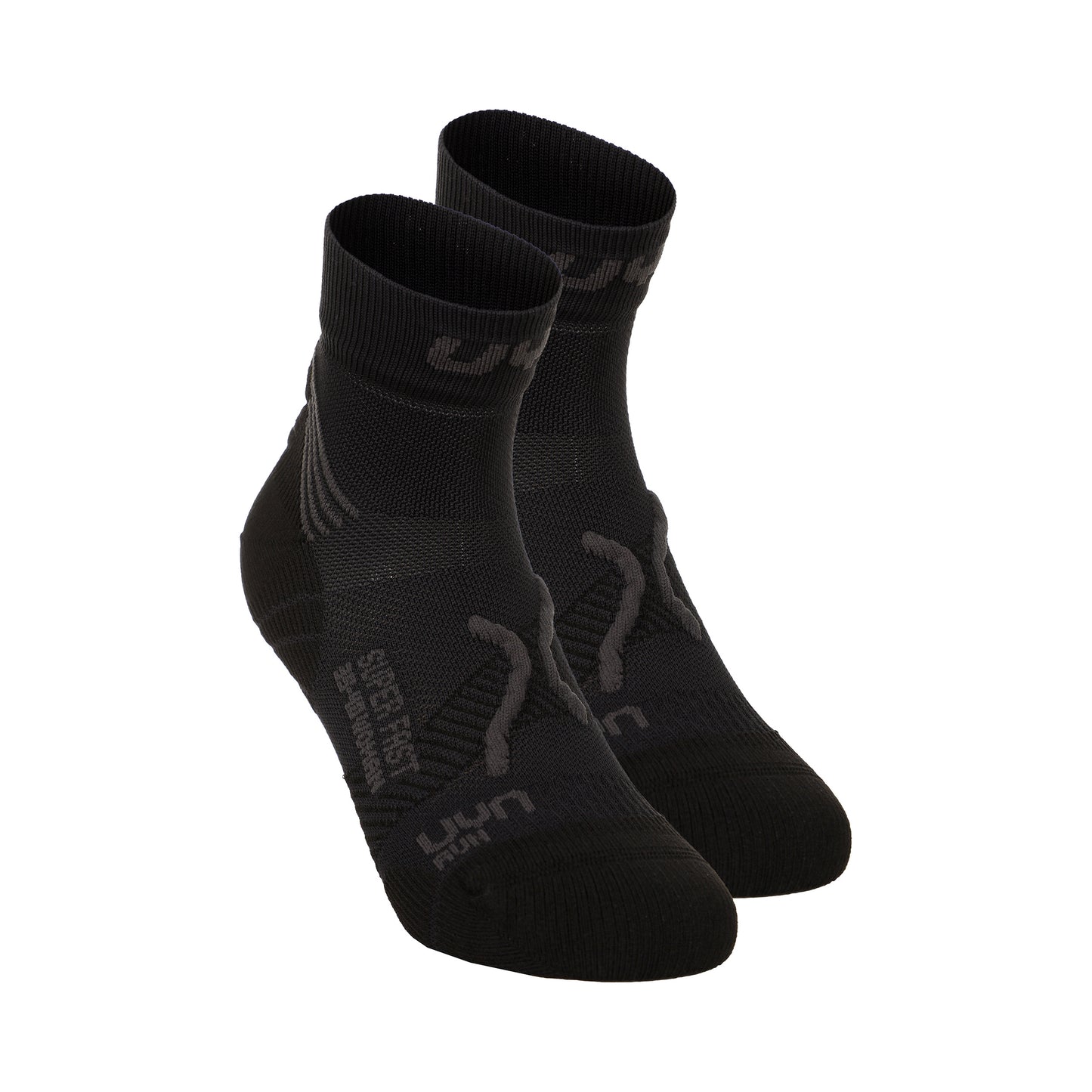 UYN Super Fast Chaussettes De Running Pack De 2 Unités Hommes-Noir,Anthracite