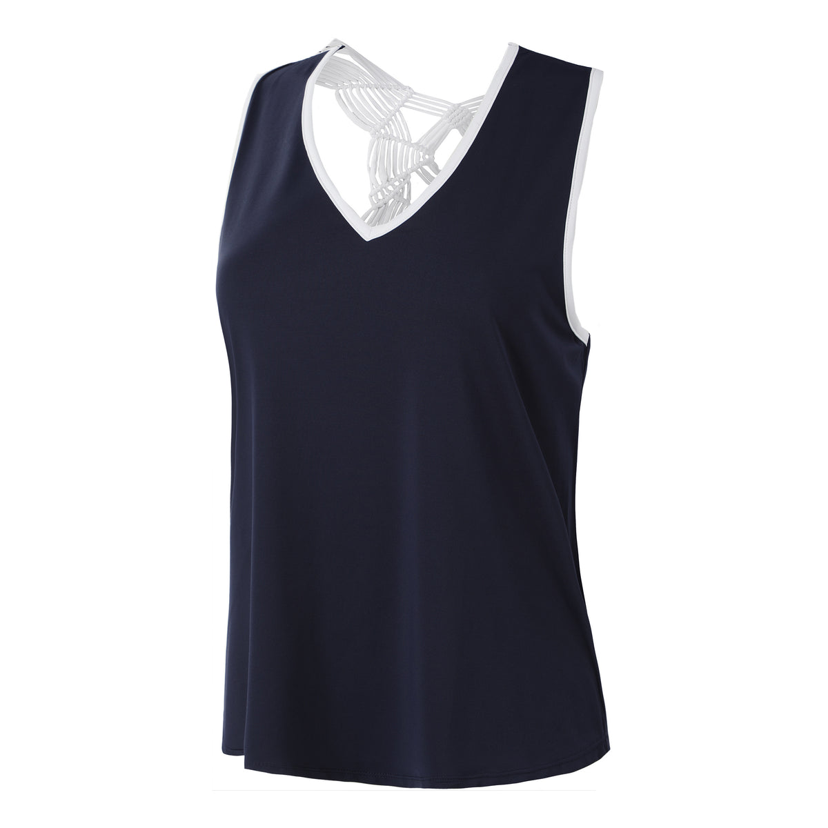 Lucky in Love Macrame Débardeur tank top Femmes - bleu foncé, blanc