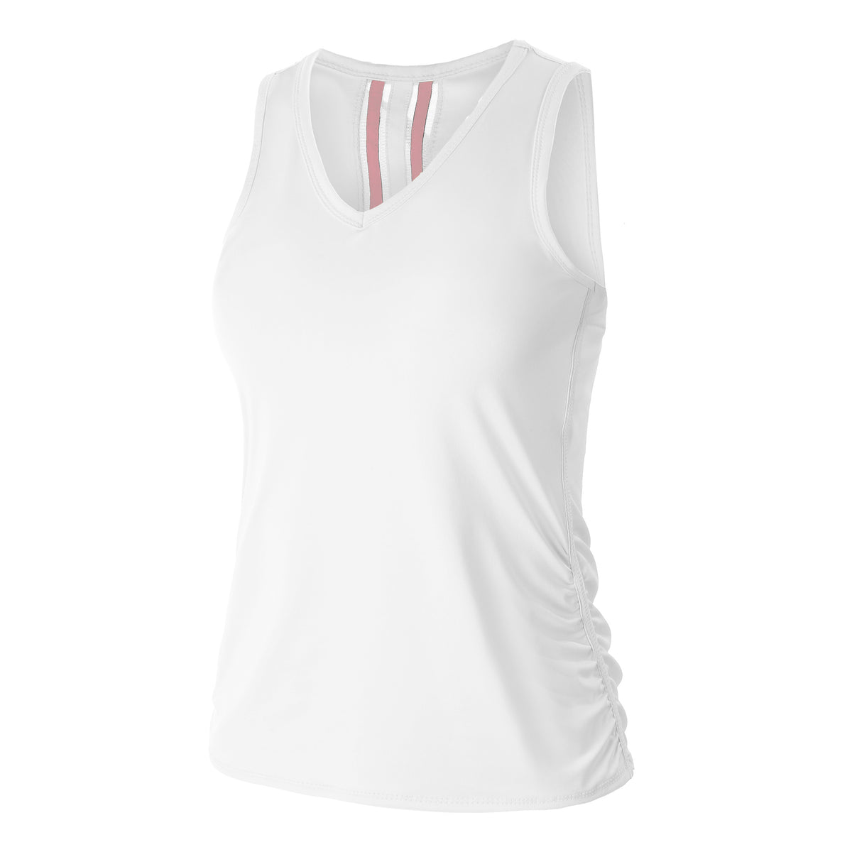 Lucky in Love V-Neck Ruche Débardeur tank top Femmes - blanc, pink