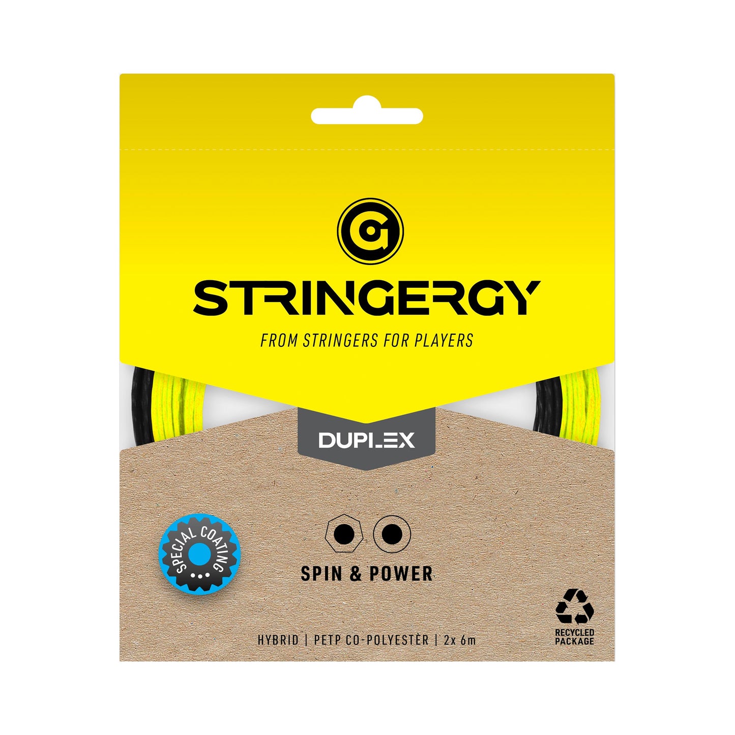 Stringergy Duplex Cordage En Garniture 2x 6m-Noir,Jaune