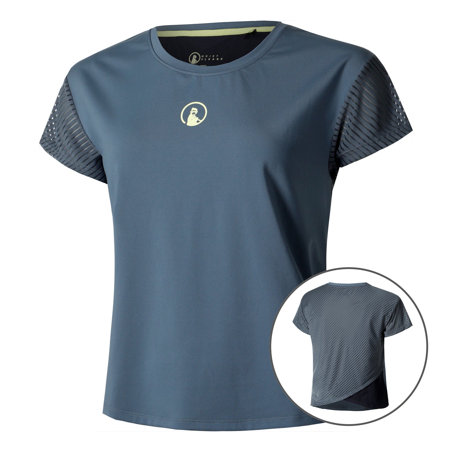 Quiet Please Perspectives Cross T-shirt Femmes-Bleu