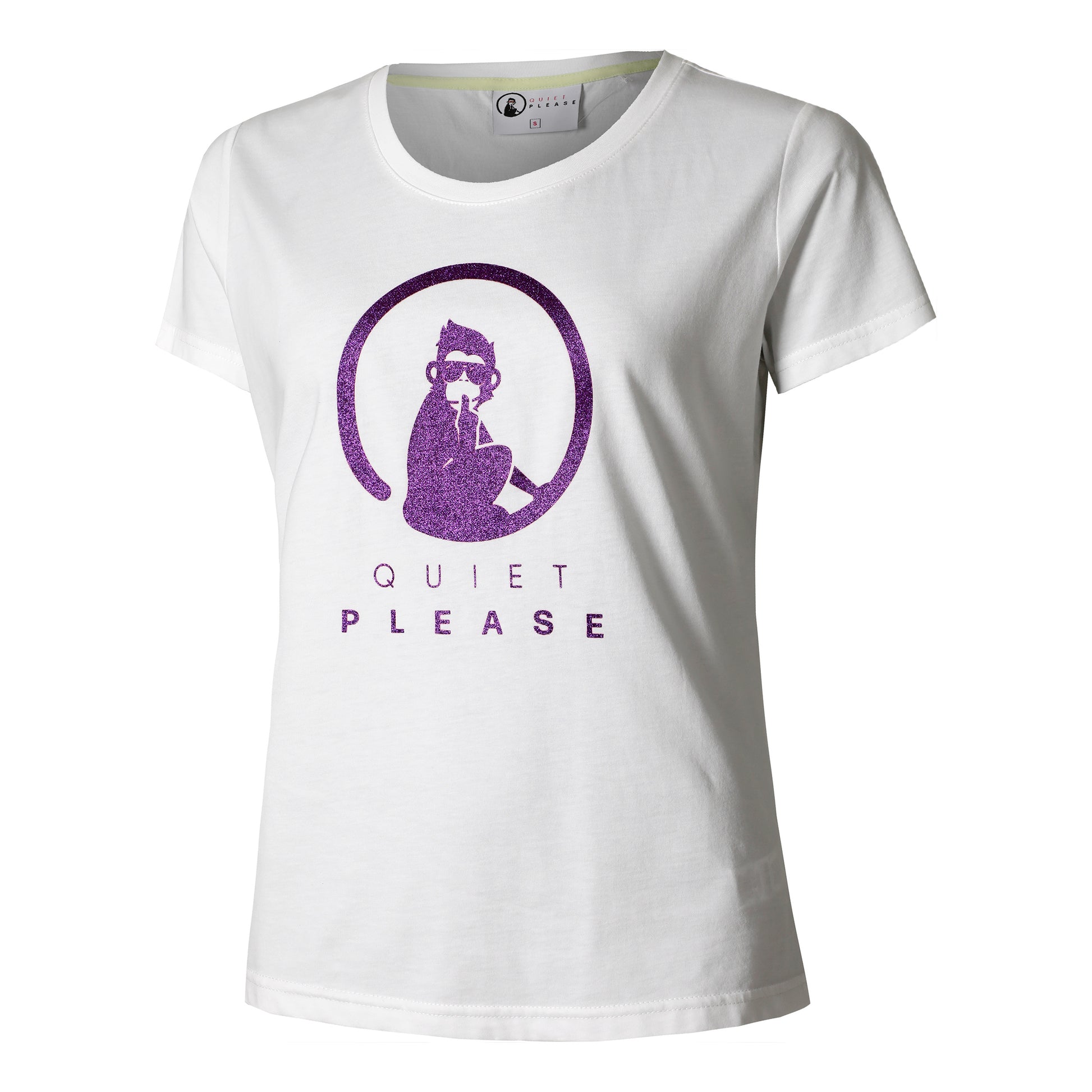 Quiet Please Baseline Glitter T-shirt Femmes-Blanc