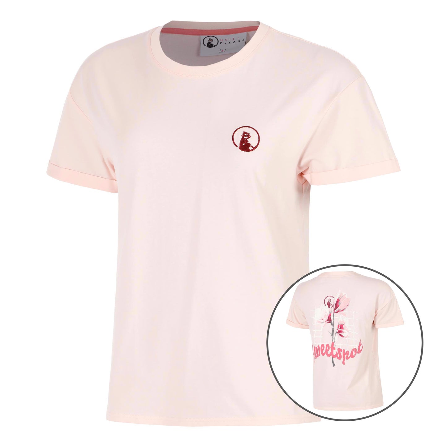 Quiet Please Endlessly Flower T-shirt Femmes-Rosé, Multicouleur