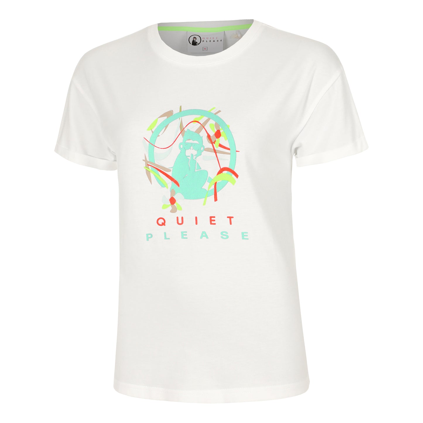 Quiet Please Wild Sketchy T-shirt Femmes-Blanc,Multicouleur