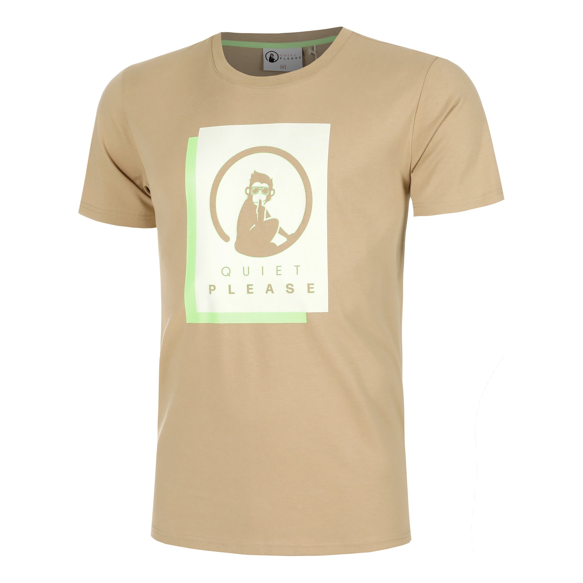 Quiet Please Wild Layer T-shirt Hommes-Beige,Vert Fluo