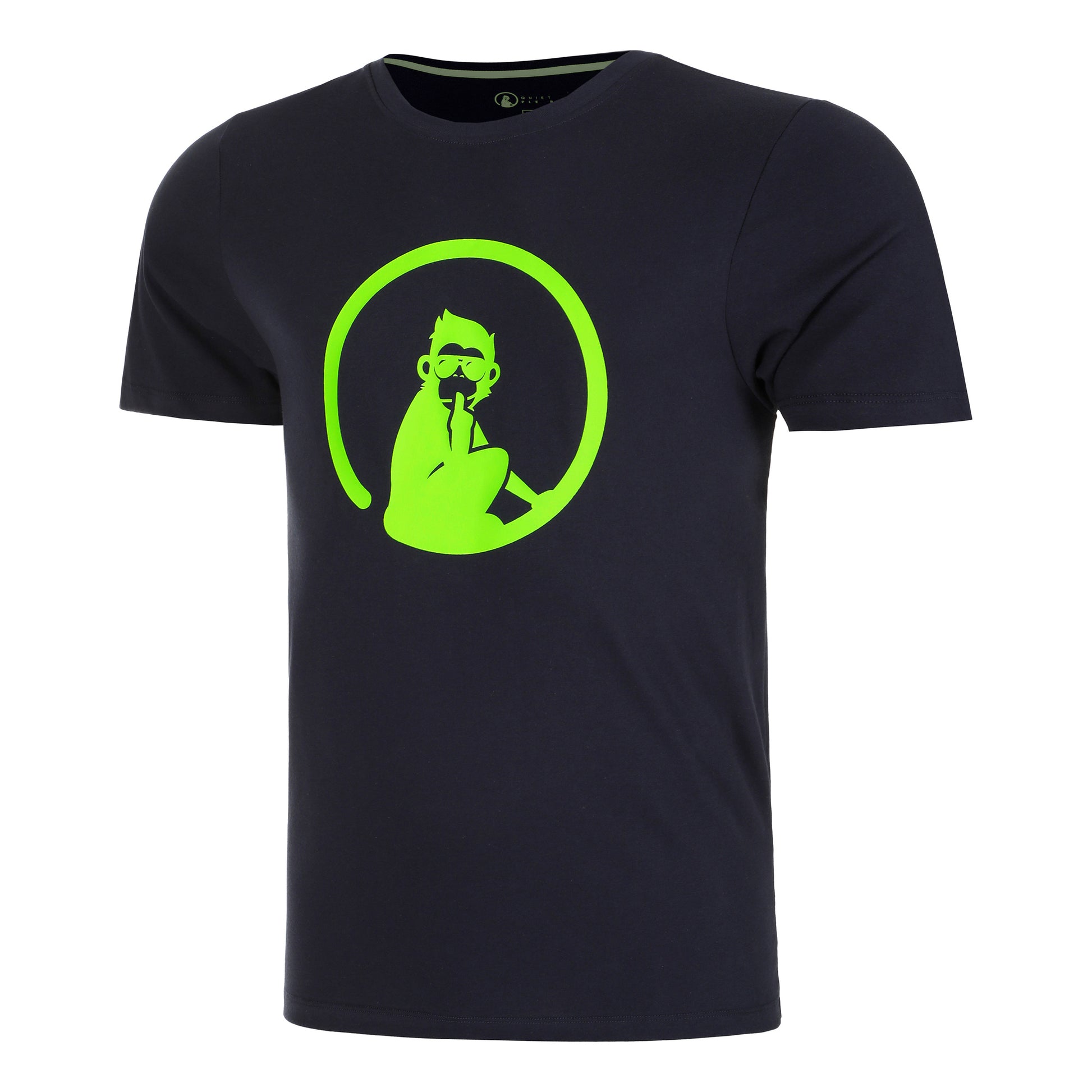Quiet Please Wild Trainings T-shirt Hommes-Bleu Foncé,Vert Fluo