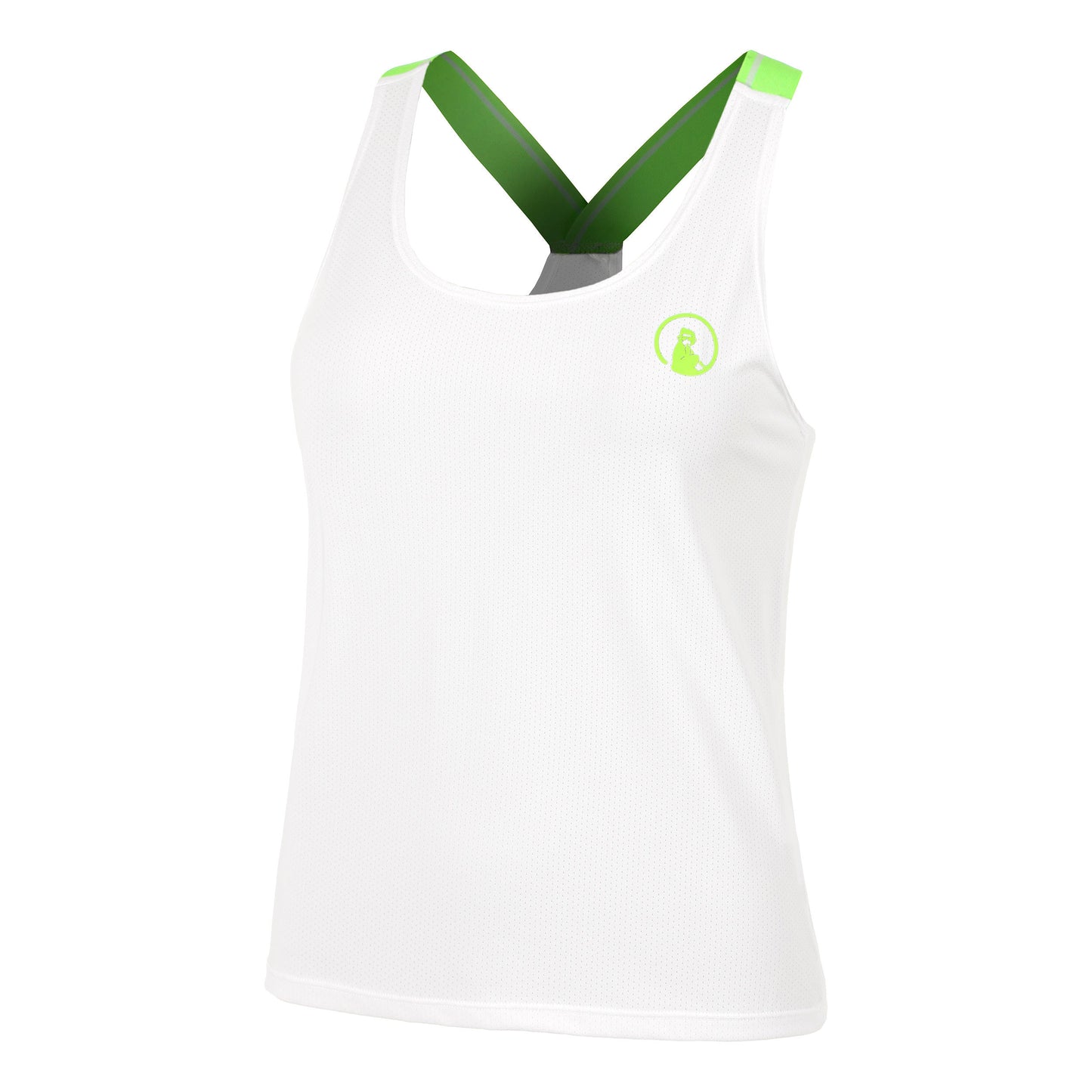Quiet Please Wild Serve & Volley 2.0 Débardeur Tank Top Femmes-Blanc,Vert Fluo