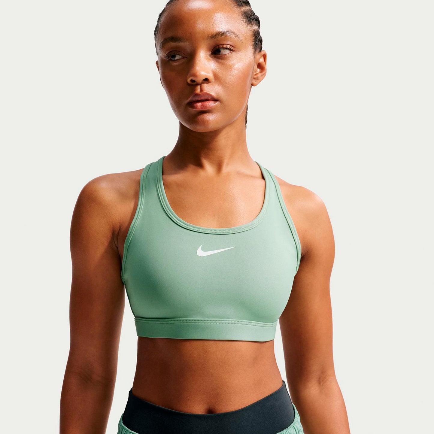 Nike Swoosh Medium Soutien-gorge sport Femmes - sauge, blanc