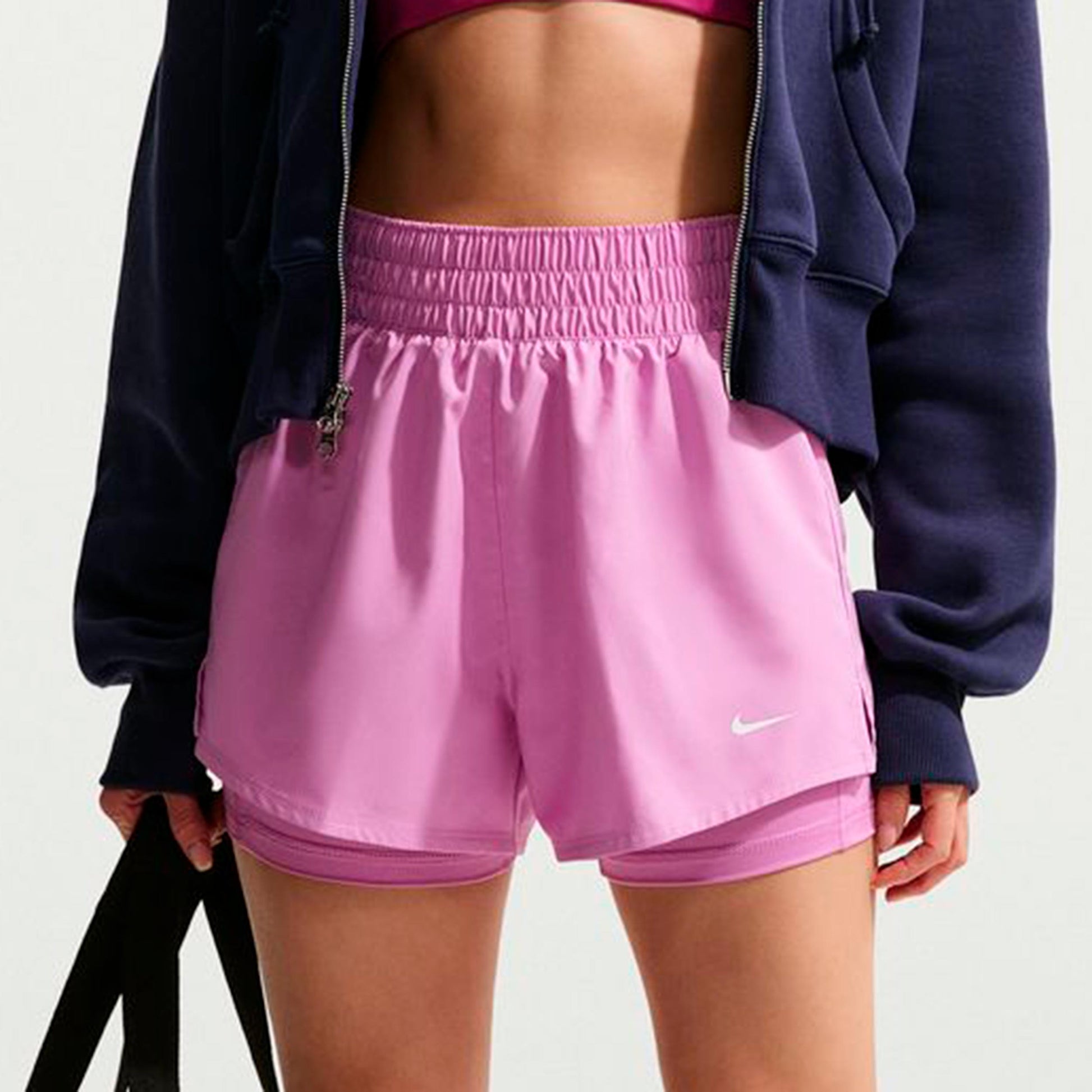 Nike Dri-Fit One High Rise 2in1 3in Shorts Femmes - lilas, blanc