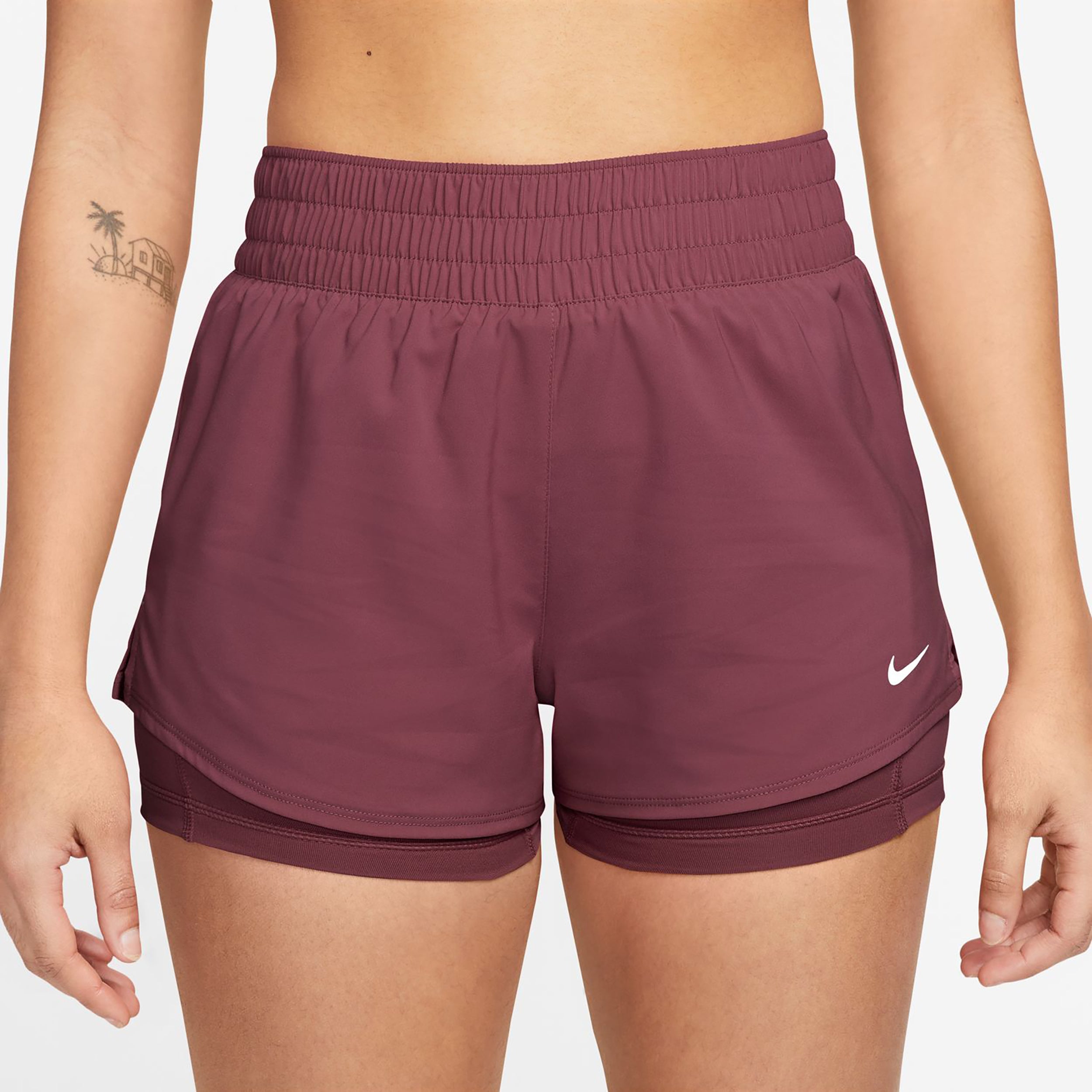 Nike Dri-Fit One Mid Rise 2in1 3in Shorts Femmes - mauve