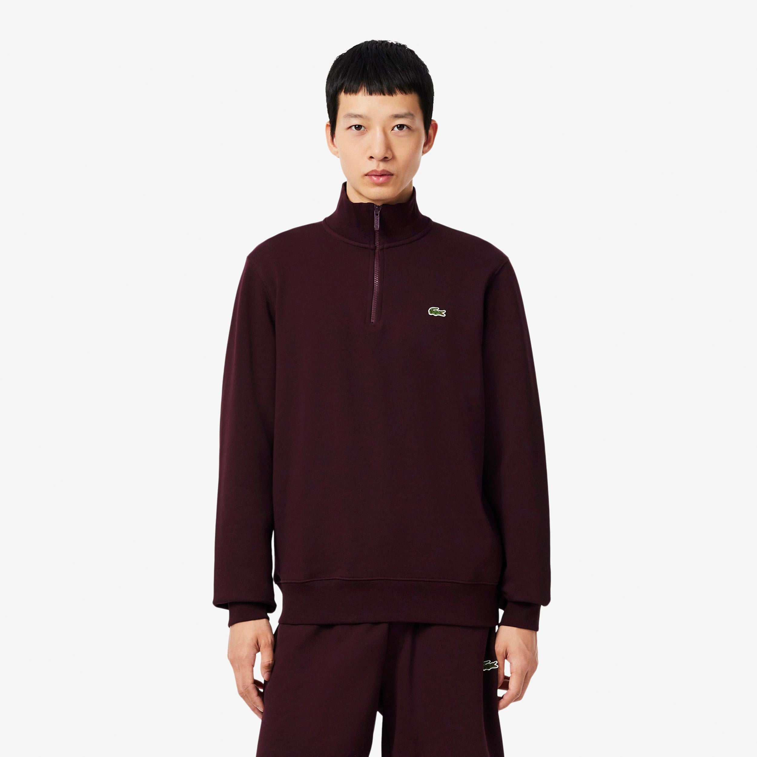 Lacoste High Neck Sweat-shirt Hommes - rouge foncé