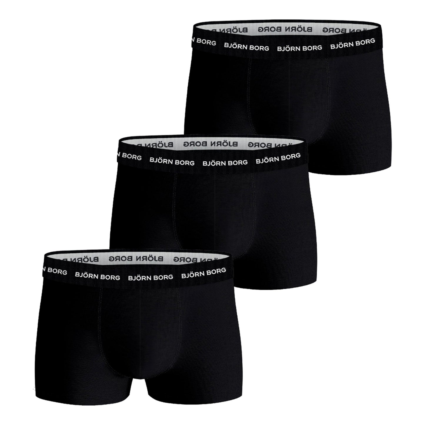 Björn Borg Cotton Stretch Trunk Caleçon Pack de 3 Hommes - noir