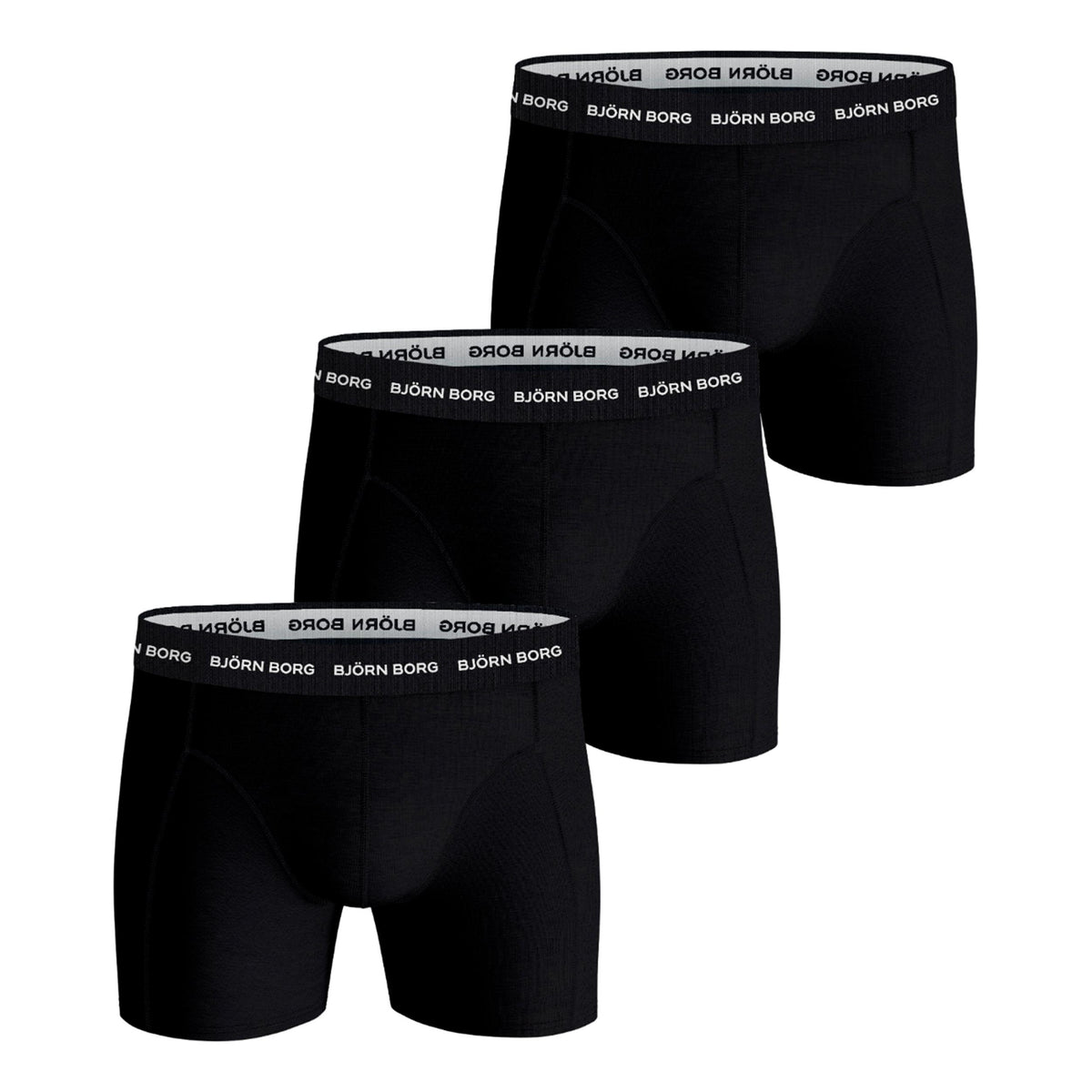 Björn Borg Cotton Stretch Caleçon Pack de 3 Hommes - noir