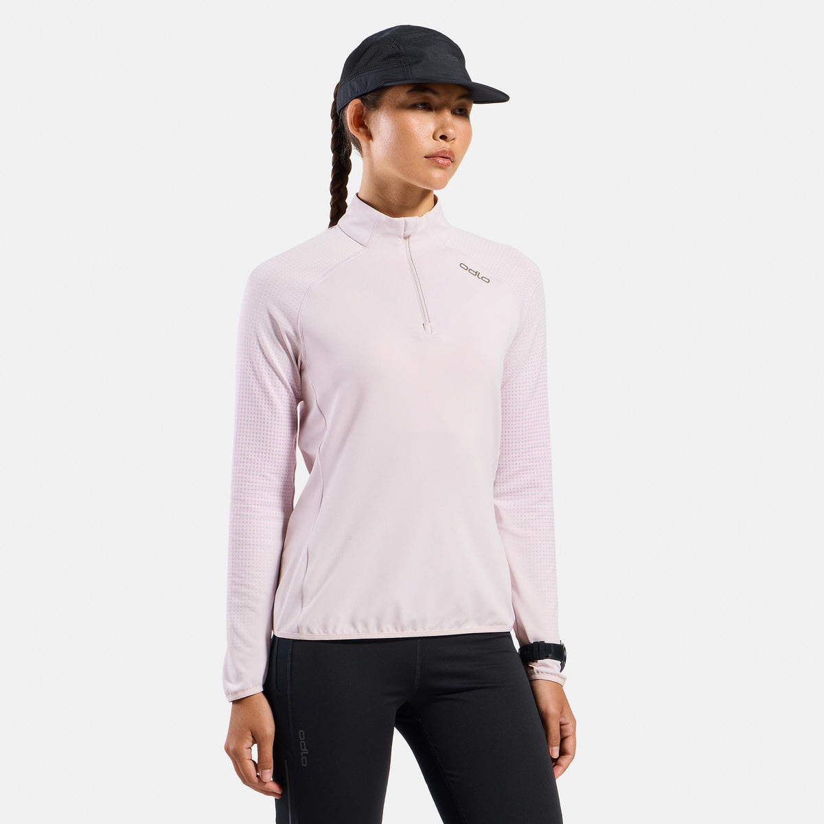 Odlo Zeroweight Warm Mid Layer 1/2 Zip Maillot de course Femmes - rosé
